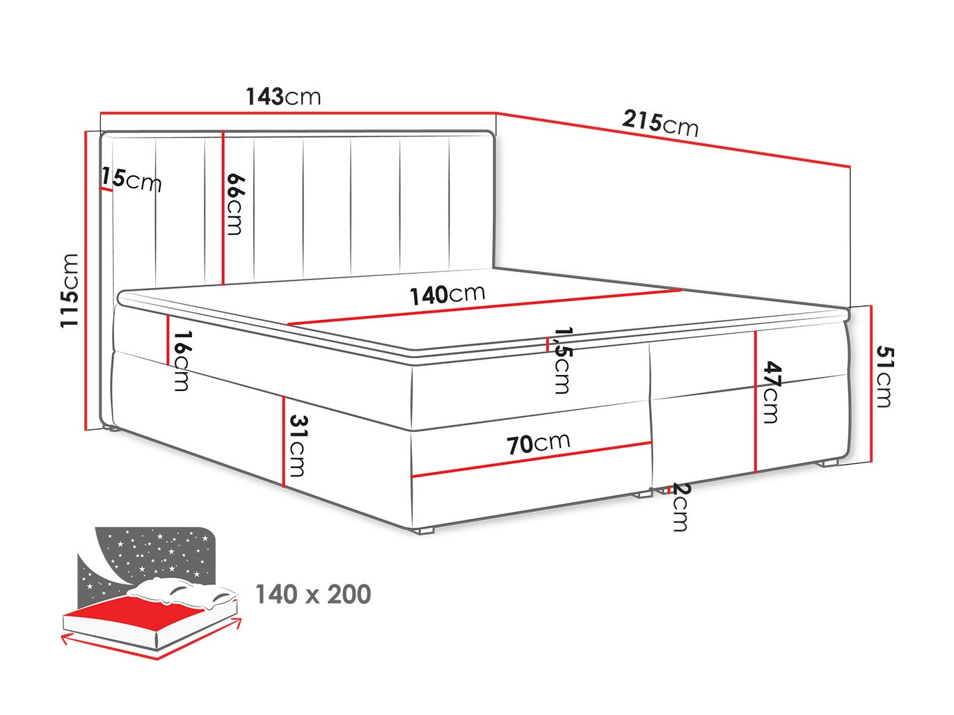 Lit boxspring Pomona 116 (Magic velours 2217)