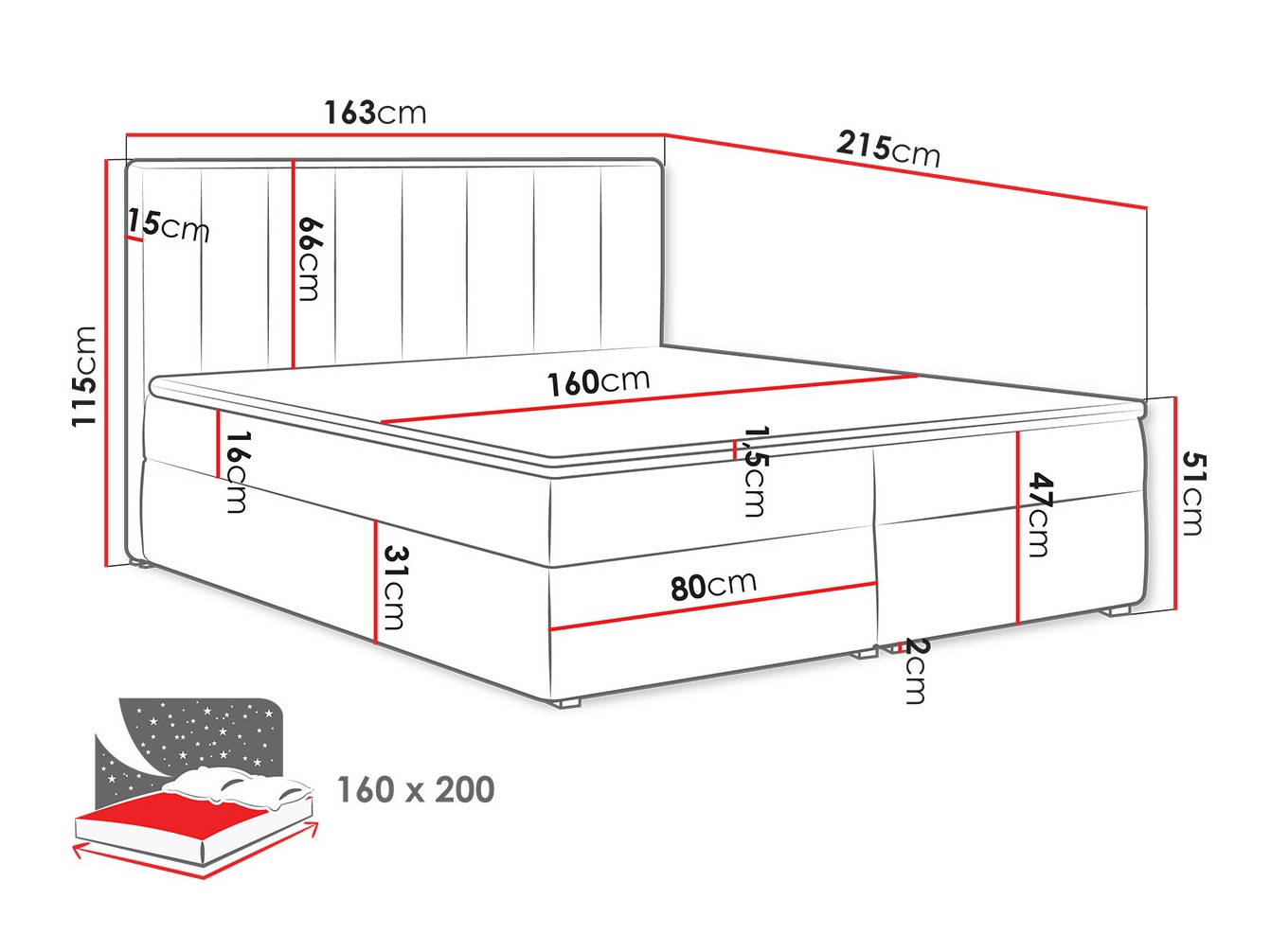 Lit boxspring Pomona 116 (Magic velours 2217)