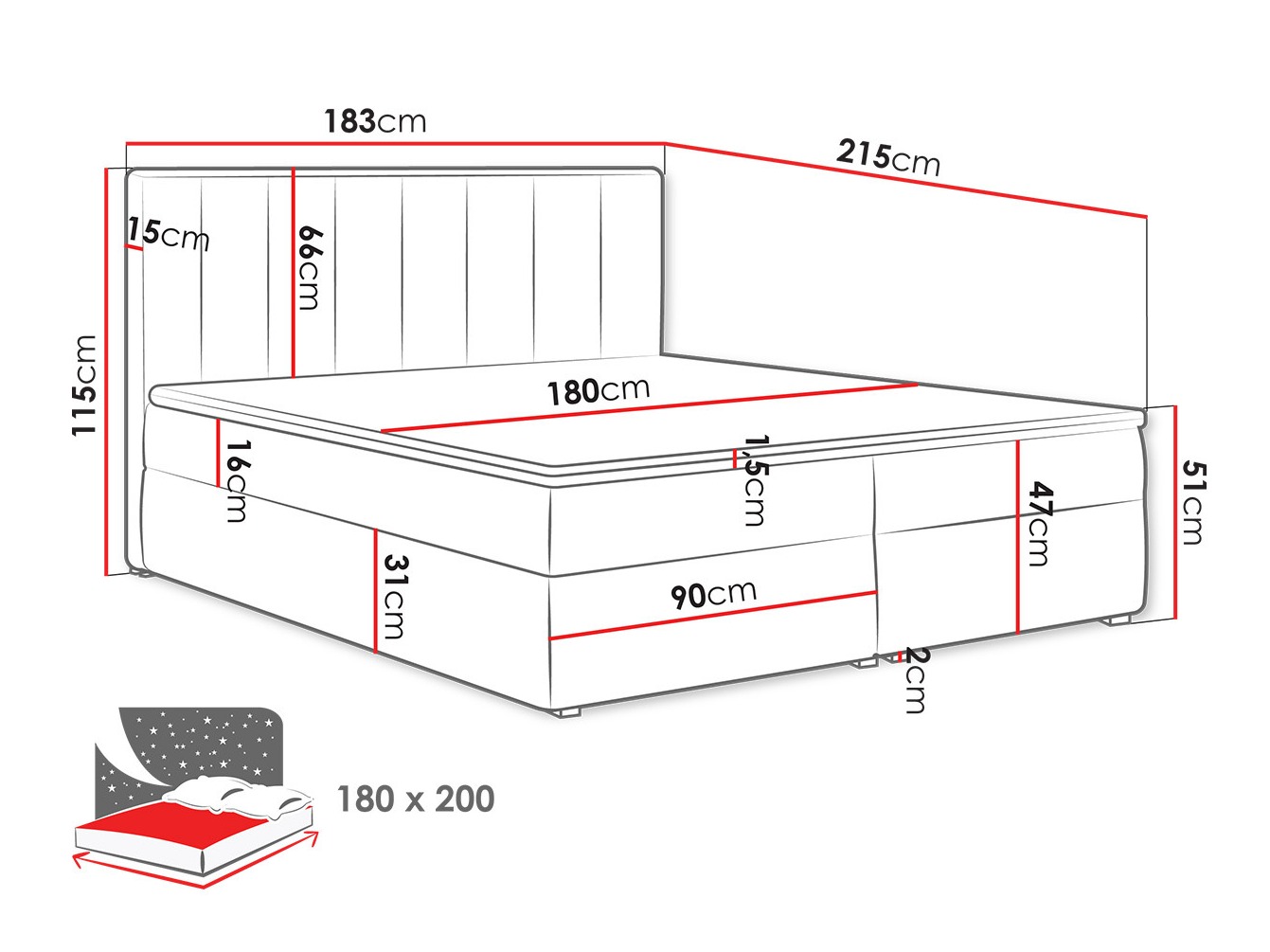 Lit boxspring Pomona 116 (Magic velours 2258)