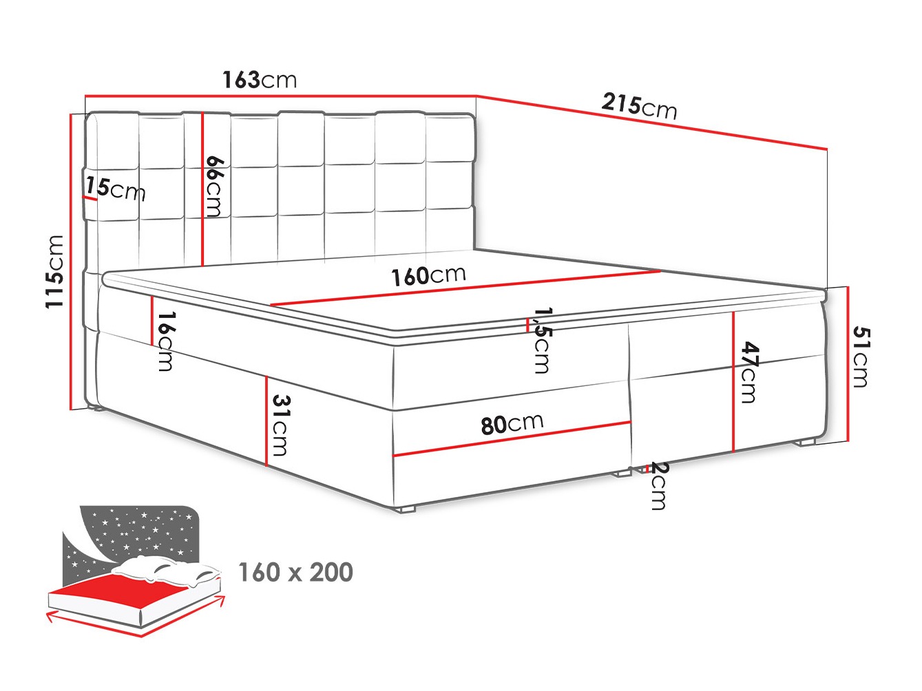 Lit boxspring Pomona 117 (Kronos 09)