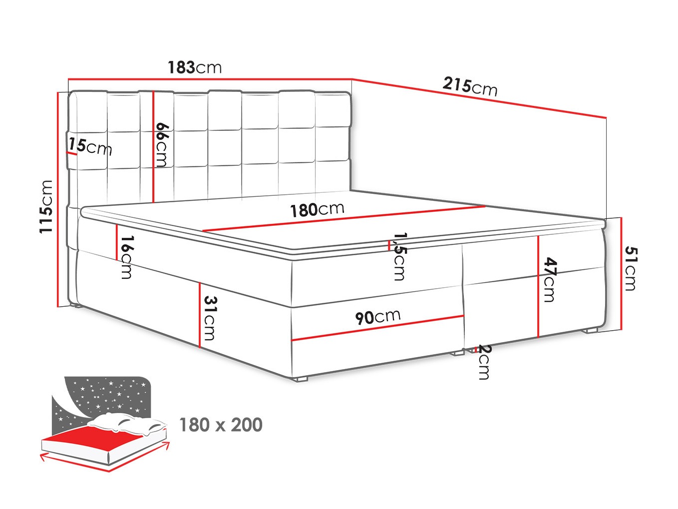 Lit boxspring Pomona 117 (Paros 05)