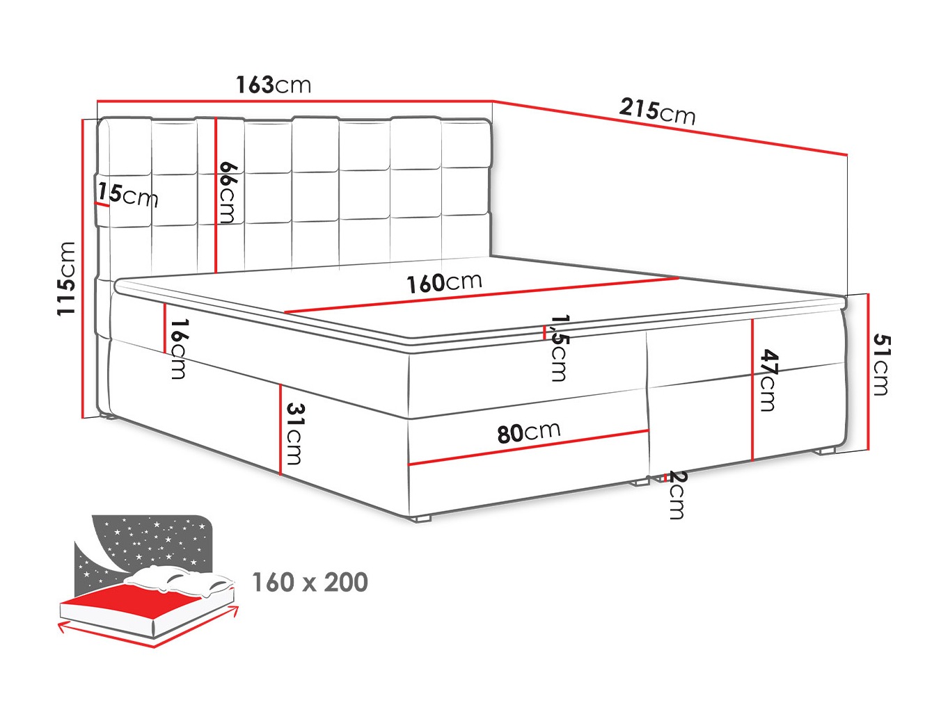 Lit boxspring Pomona 117 (Paros 05)