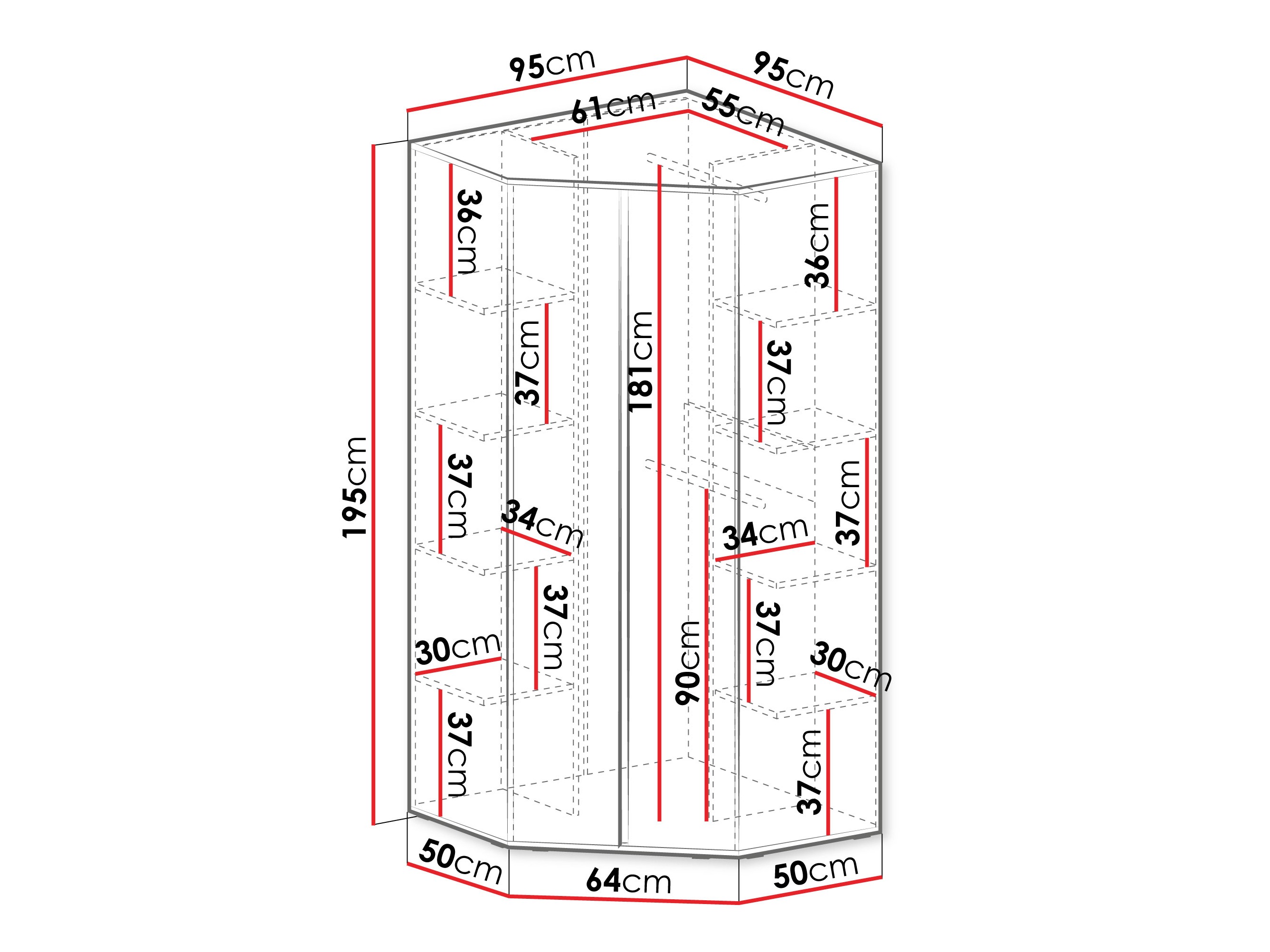 Armoire d'angle Fiosono 101 (Beige + Chêne clair)