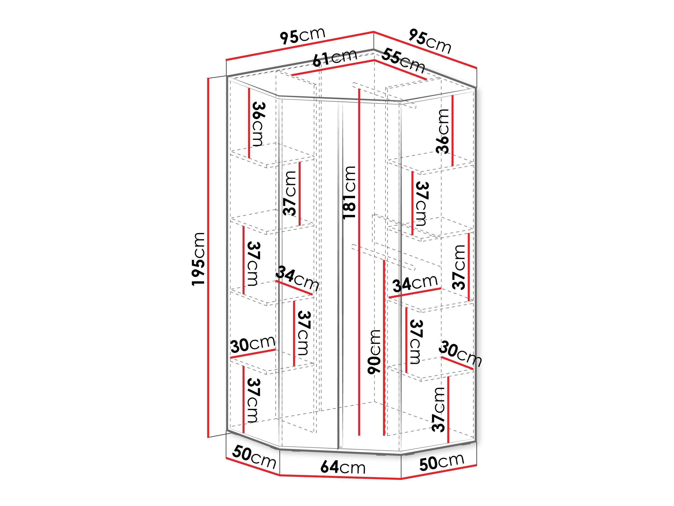 Armoire d'angle Fiosono 101 (Eucalyptus + Chêne)