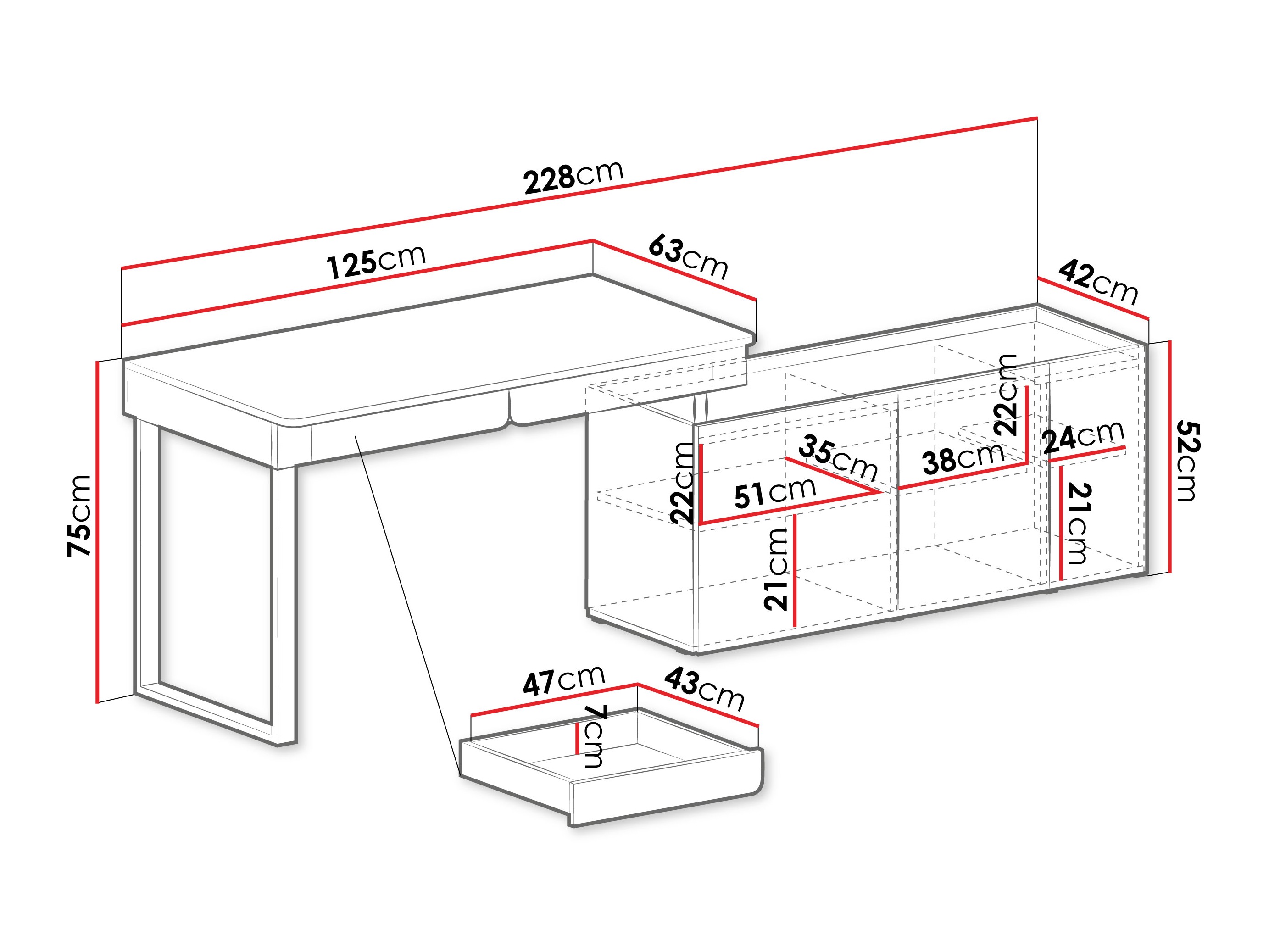 Bureau d'angle Fiosono 110 (Beige + Chêne clair)