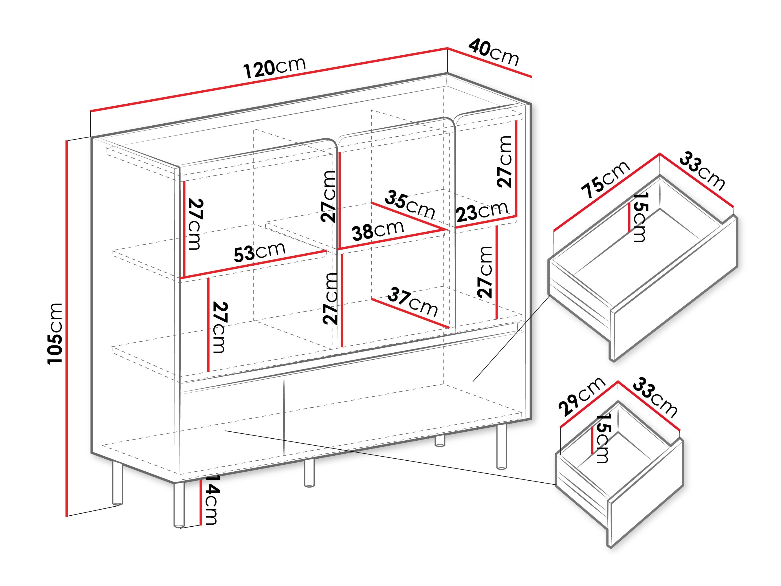 Commode Fiosono 107 (Vert poussiéreux + Chêne)