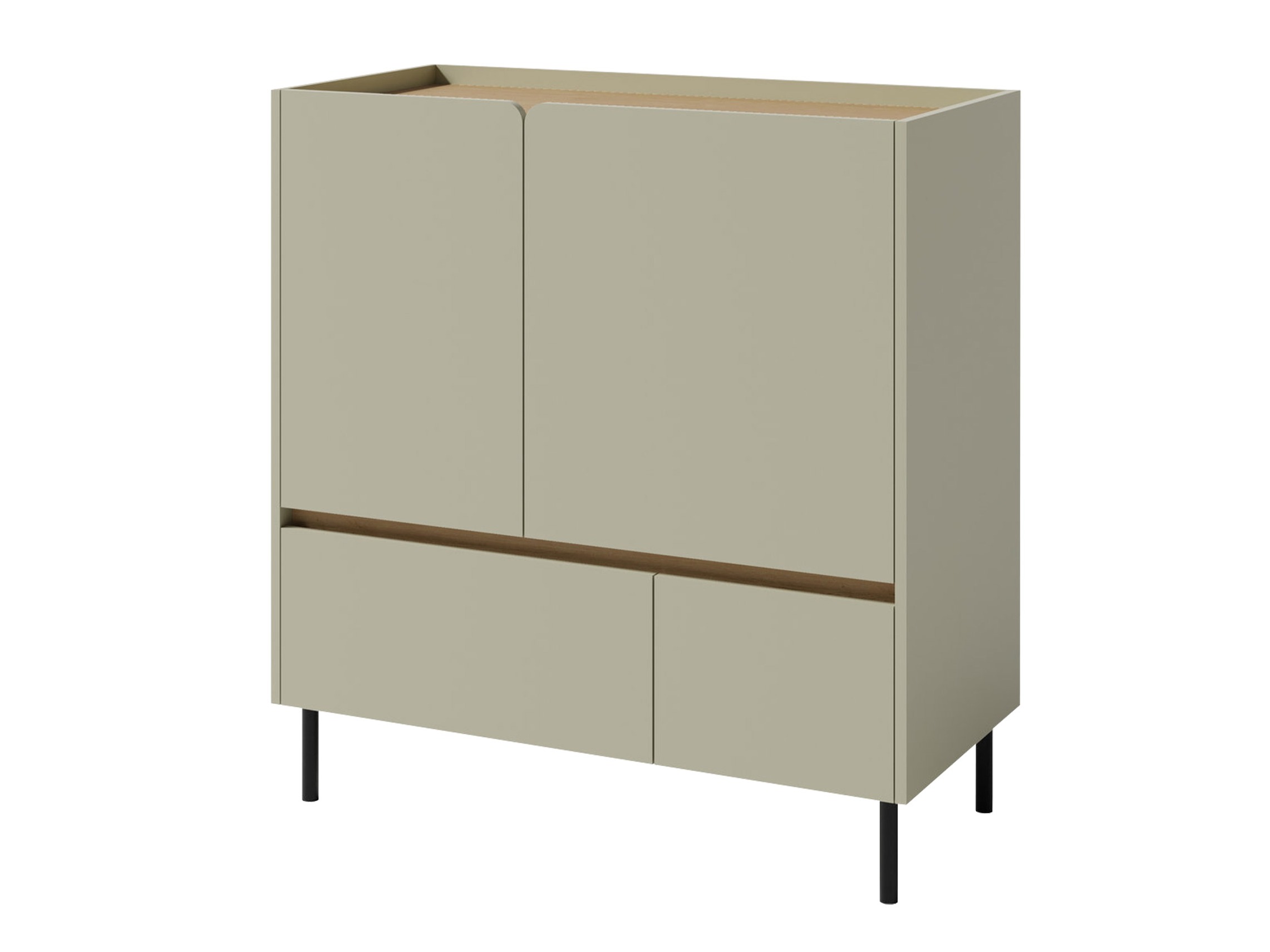Commode Fiosono 108 (Vert poussiéreux + Chêne)
