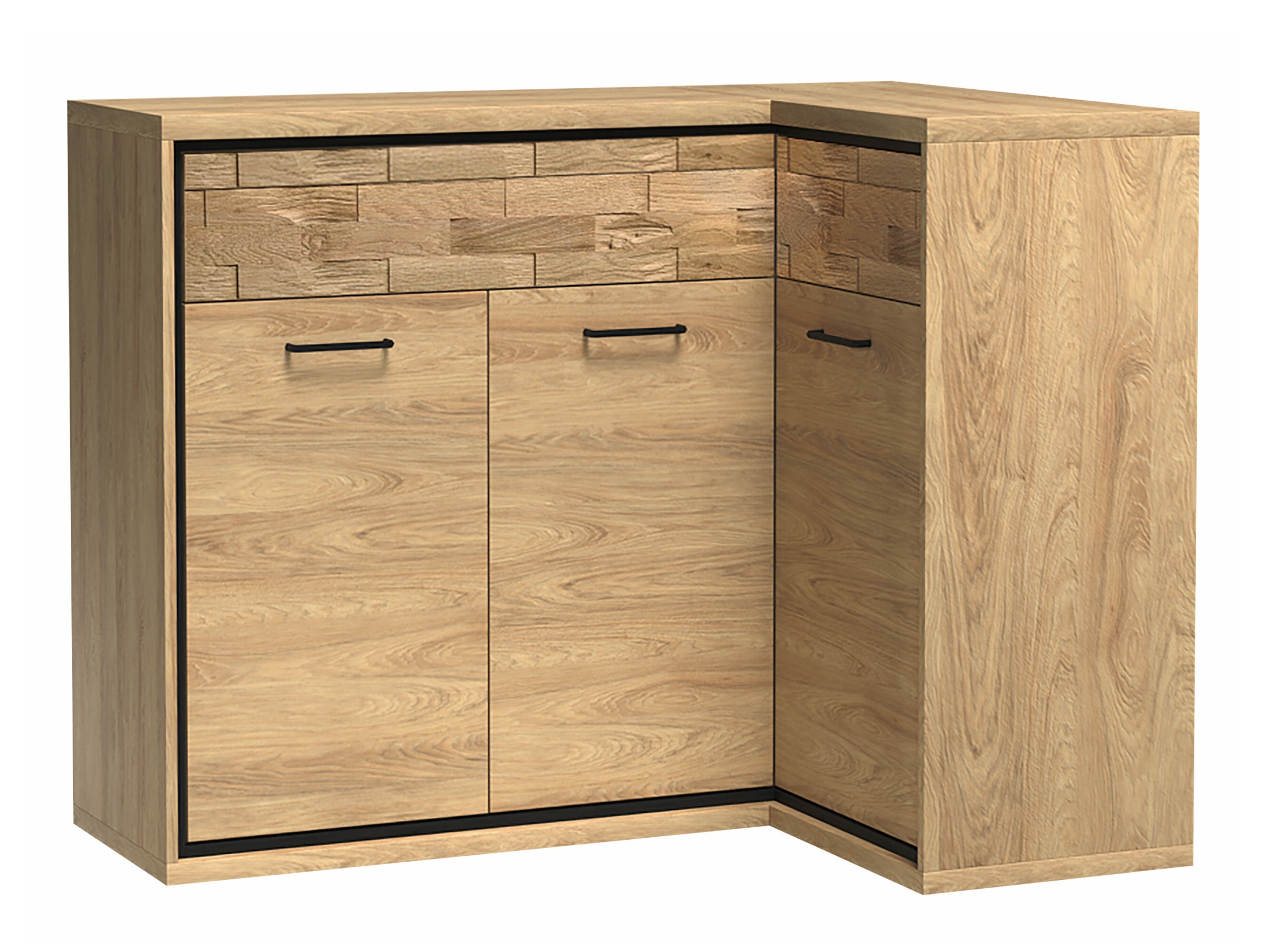 Commode d'angle Etrmoni 106 (Clair bois + Chêne)