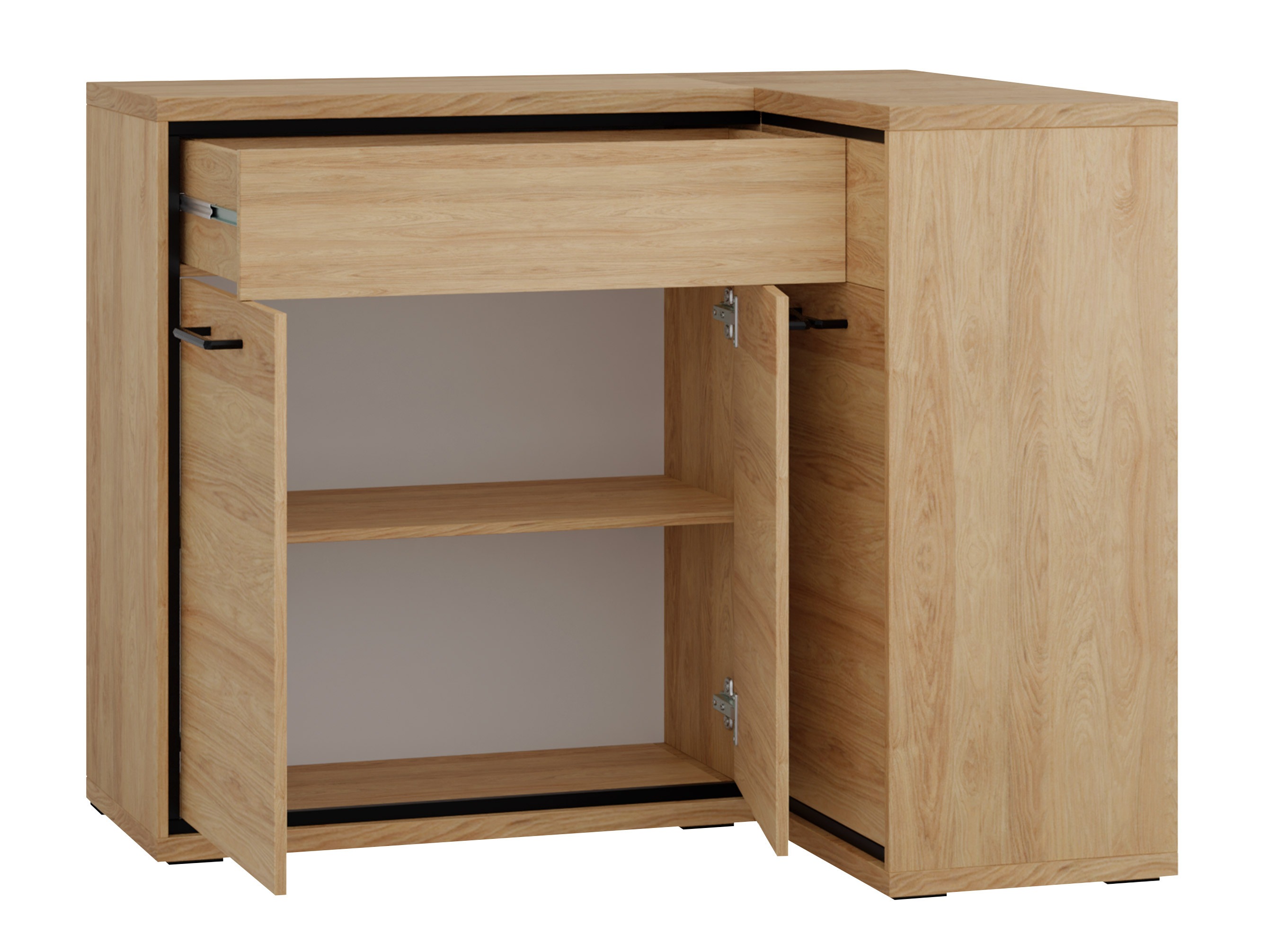 Commode d'angle Etrmoni 106 (Clair bois + Chêne)