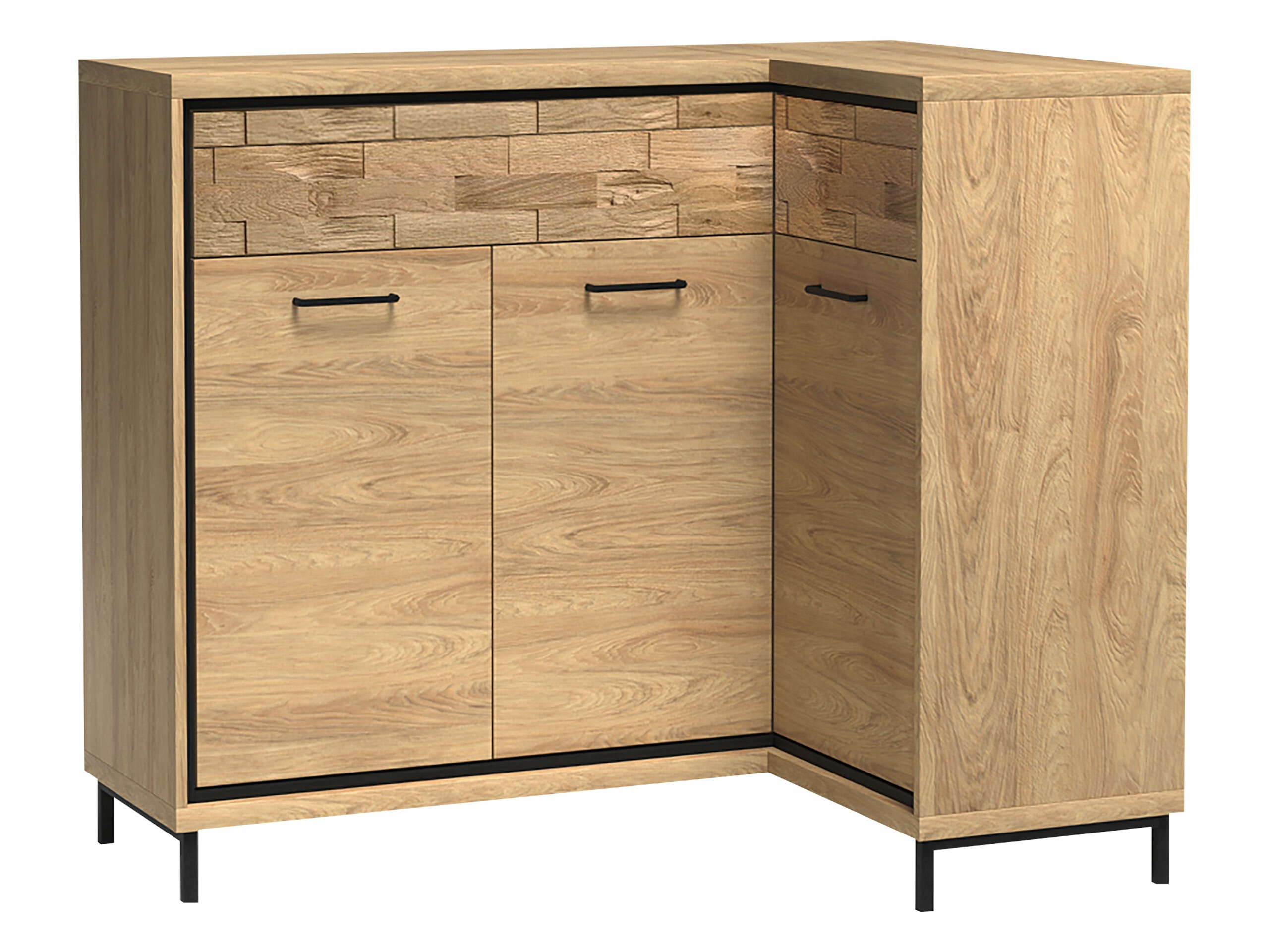 Commode d'angle Etrmoni 106 (Clair bois + Chêne)