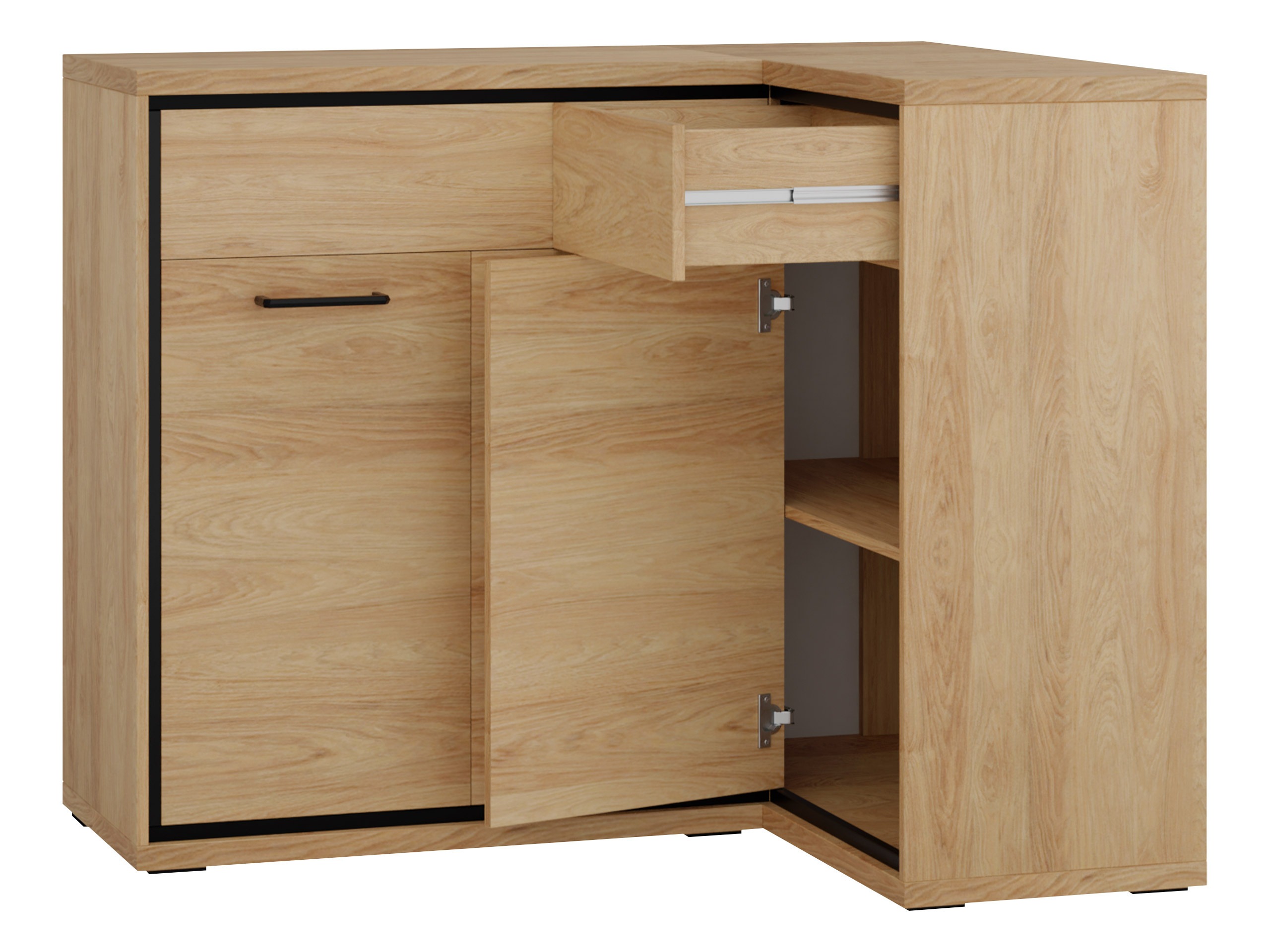 Commode d'angle Etrmoni 106 (Clair bois + Chêne)