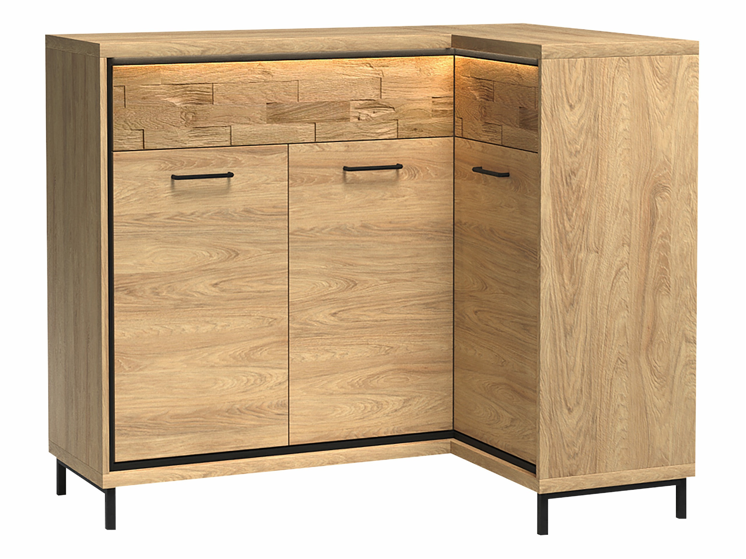 Commode d'angle Etrmoni 106 (Clair bois + Chêne)