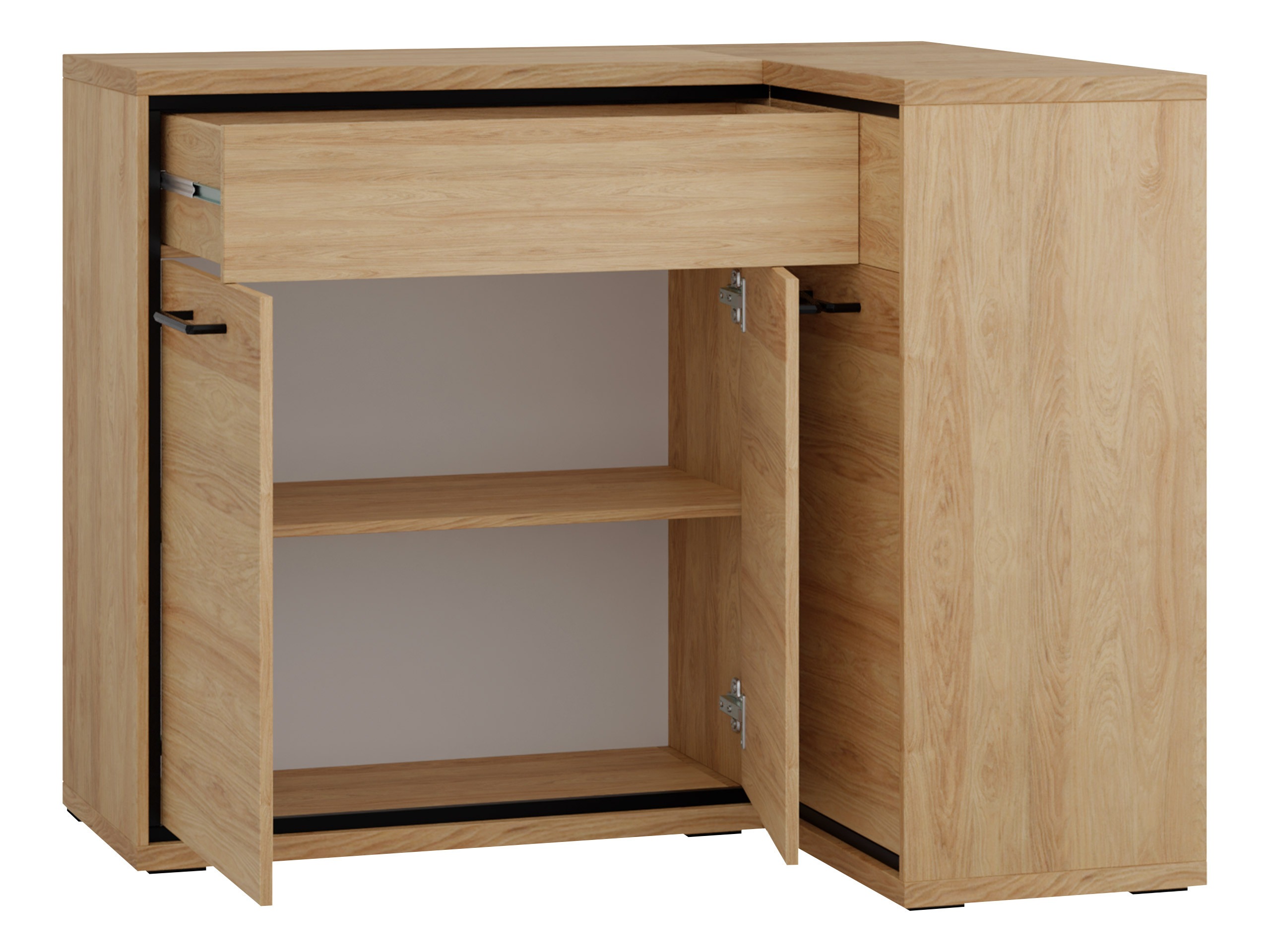 Commode d'angle Etrmoni 106 (Clair bois + Chêne)