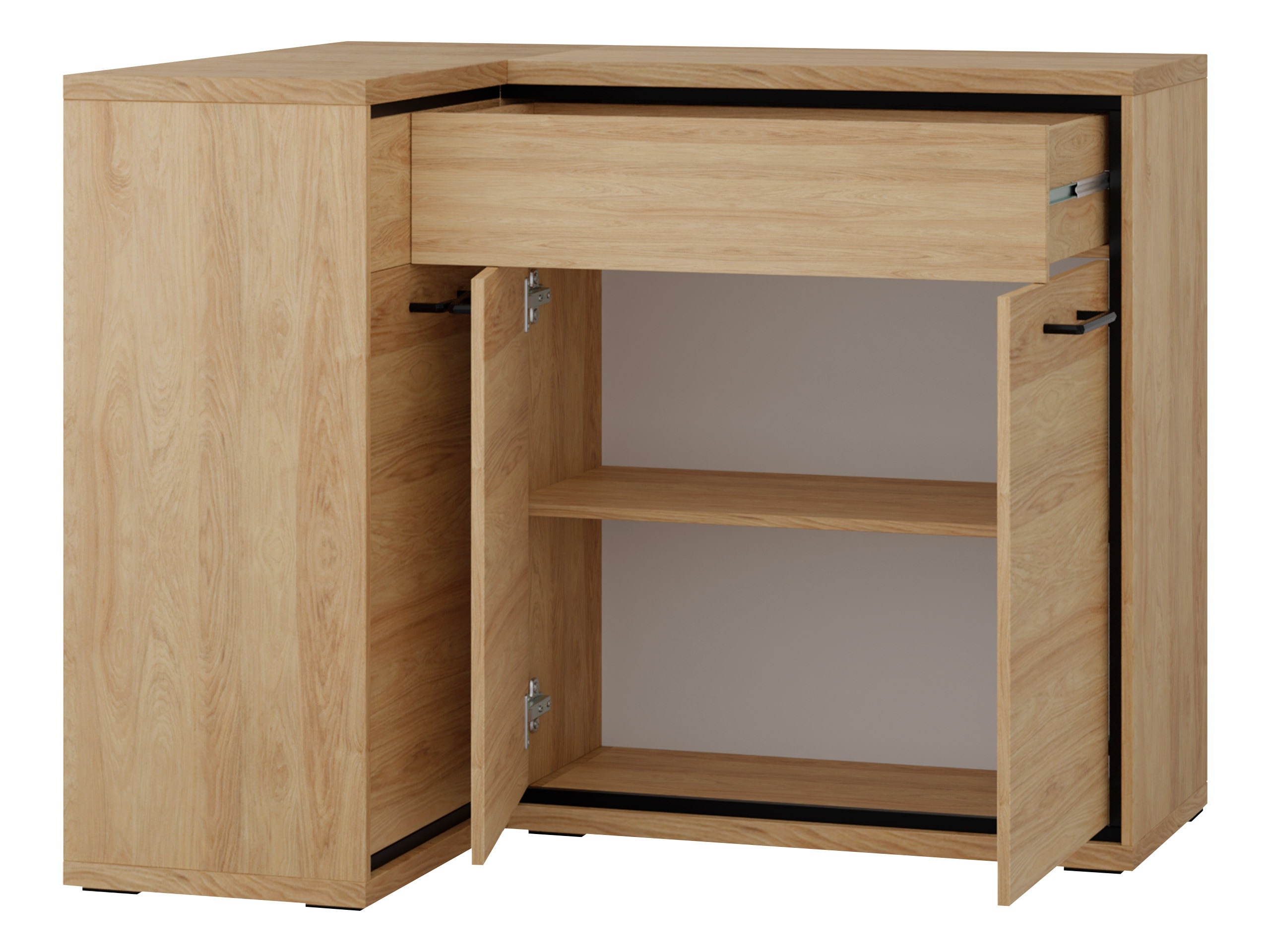 Commode d'angle Etrmoni 121 (Clair bois + Chêne)