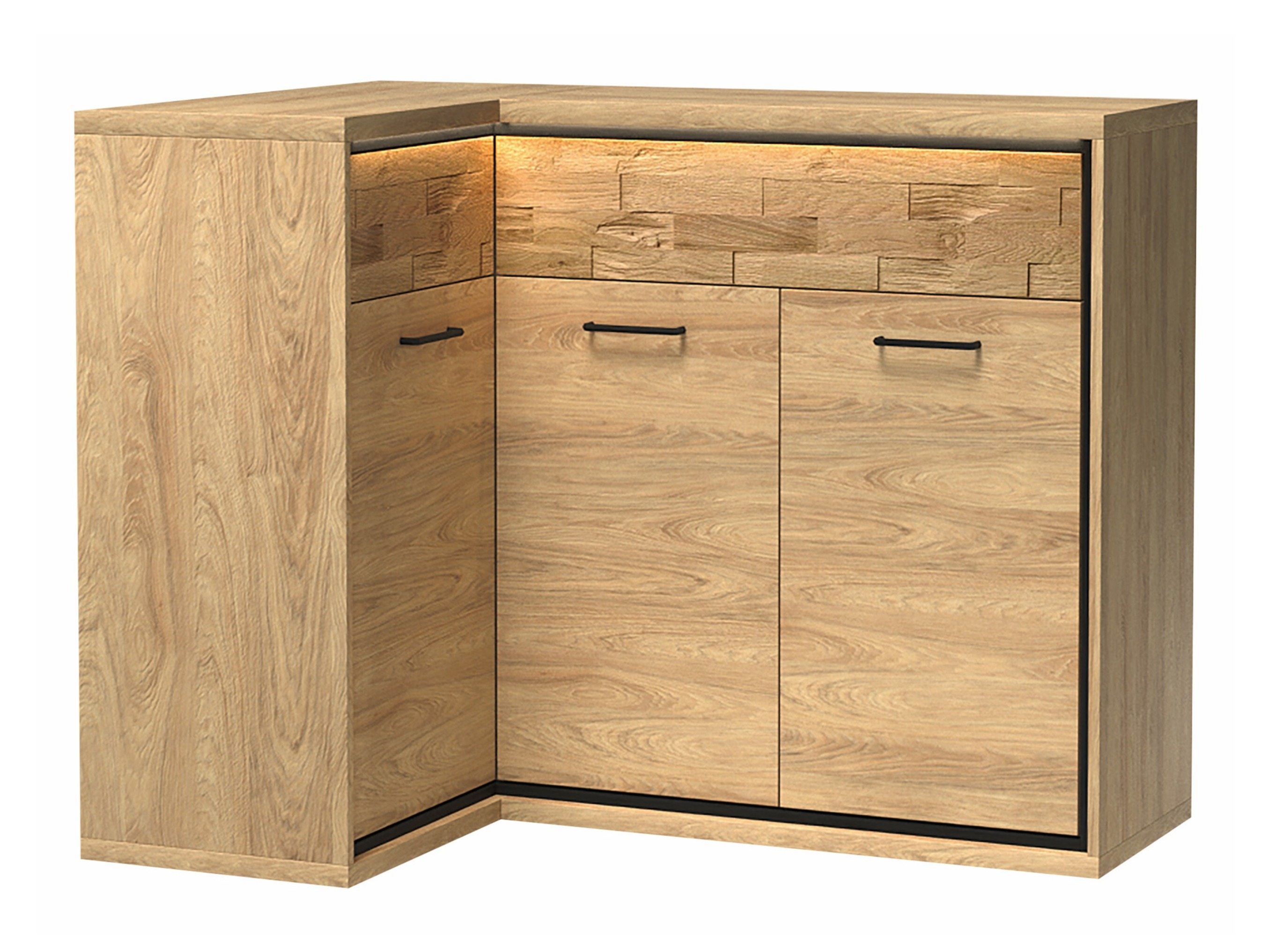 Commode d'angle Etrmoni 121 (Clair bois + Chêne)