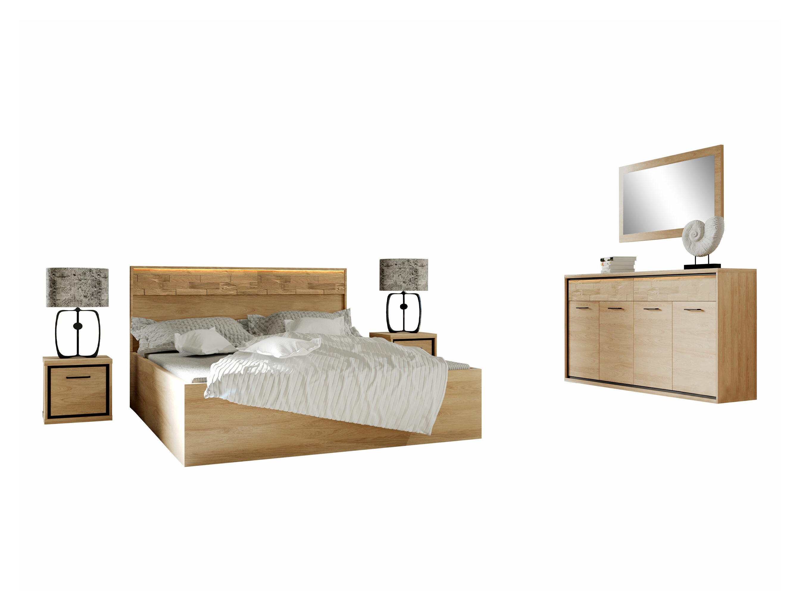 Ensemble de chambre Etrmoni 122 (Clair bois + Chêne)