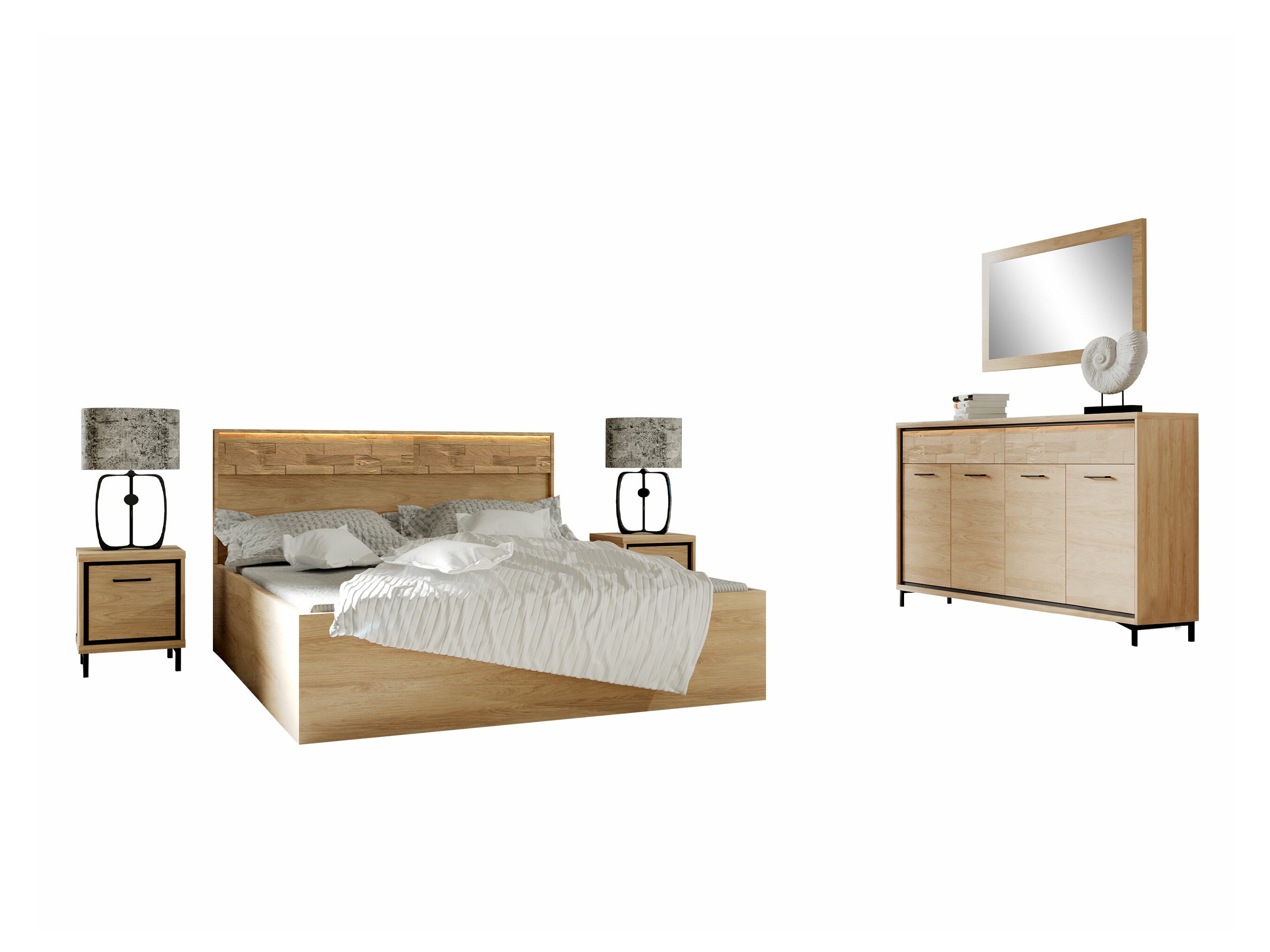 Ensemble de chambre Etrmoni 122 (Clair bois + Chêne)