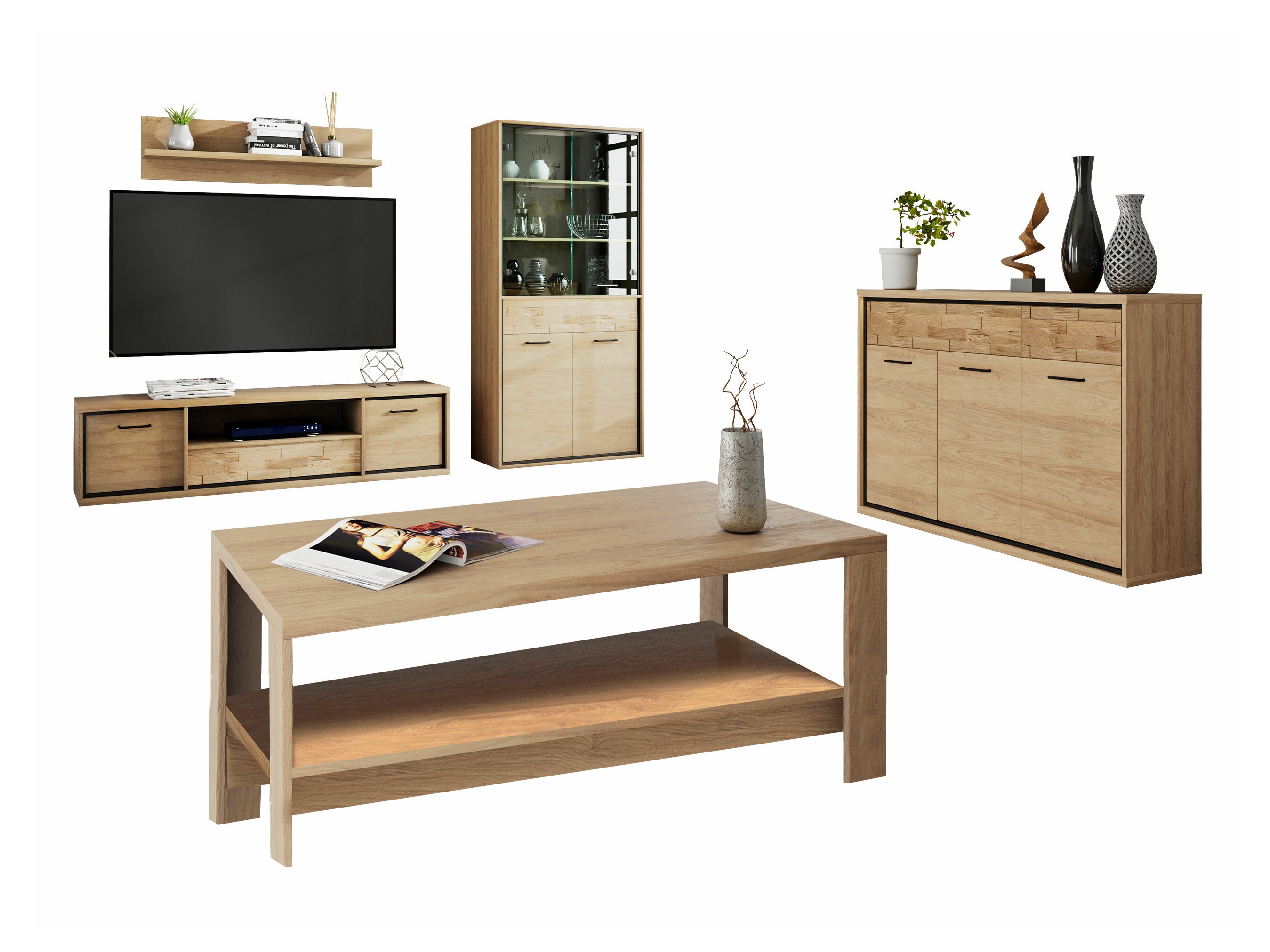 Ensemble de salon Etrmoni 118 (Clair bois + Chêne)