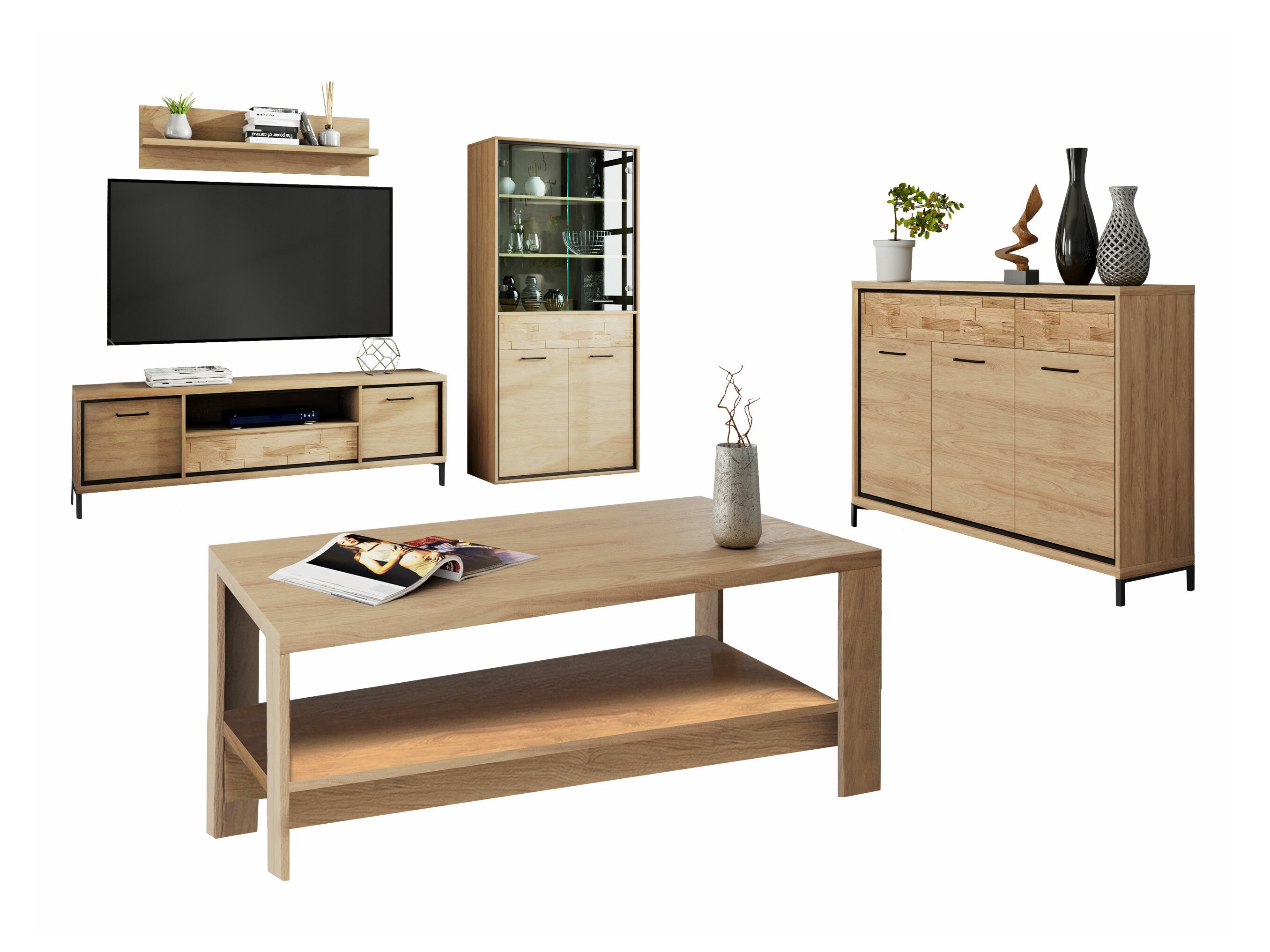 Ensemble de salon Etrmoni 118 (Clair bois + Chêne)