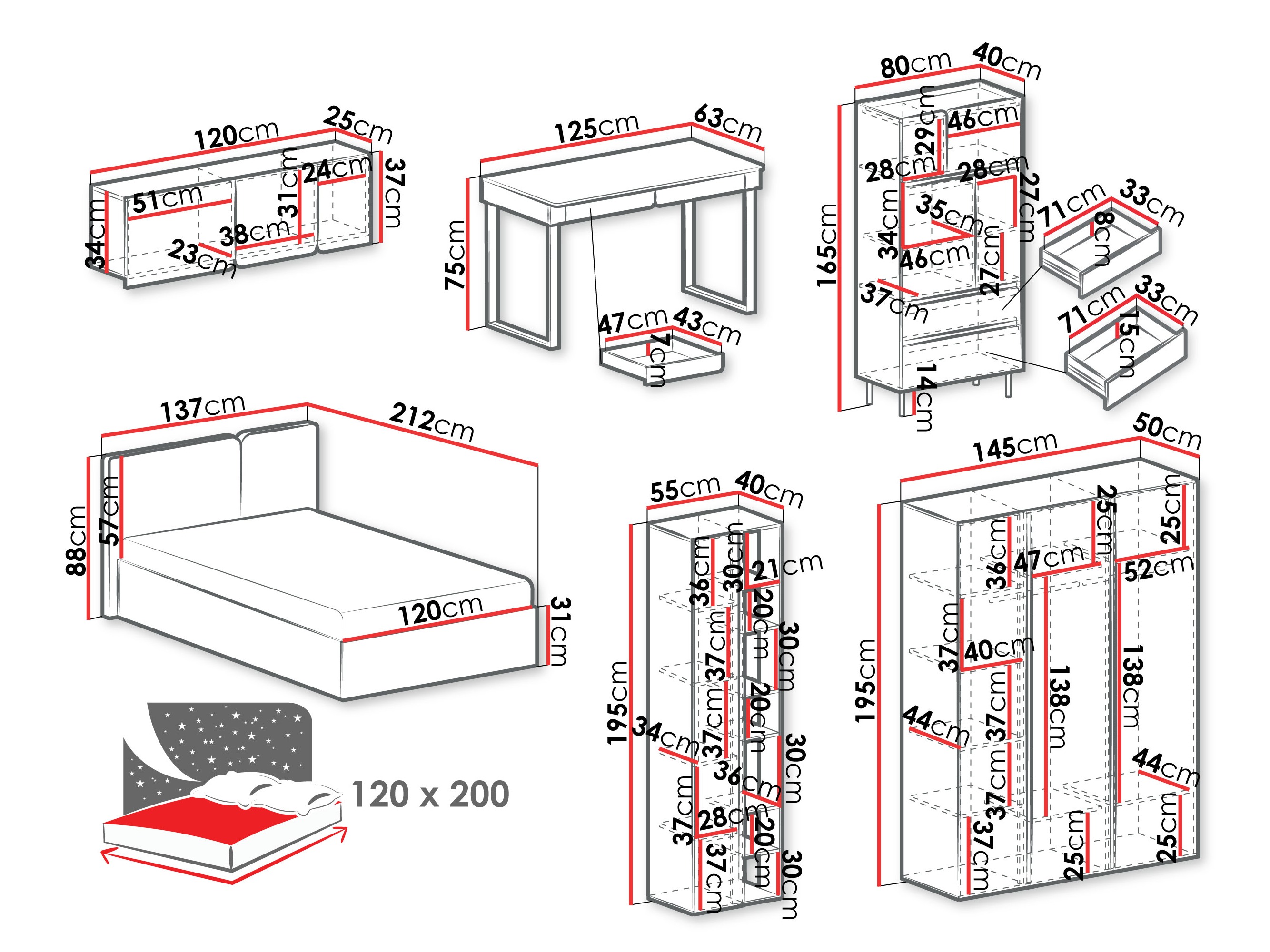 Ensemble de chambre Fiosono 113 (Eucalyptus + Chêne)
