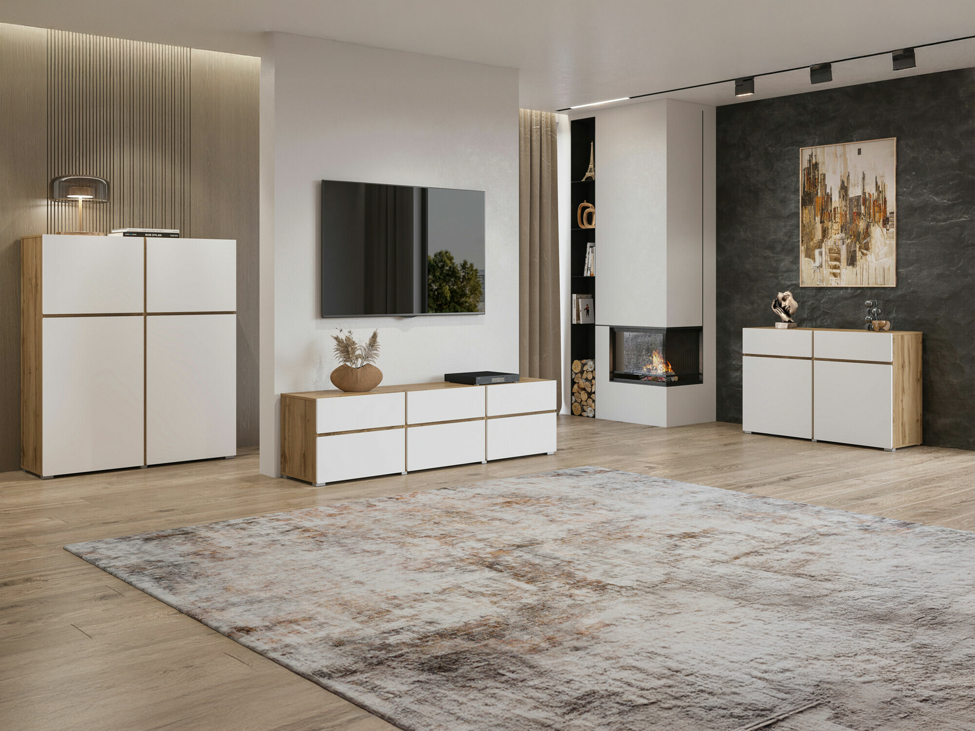Buffet Alfere 105 (Chêne wotan + Blanc)