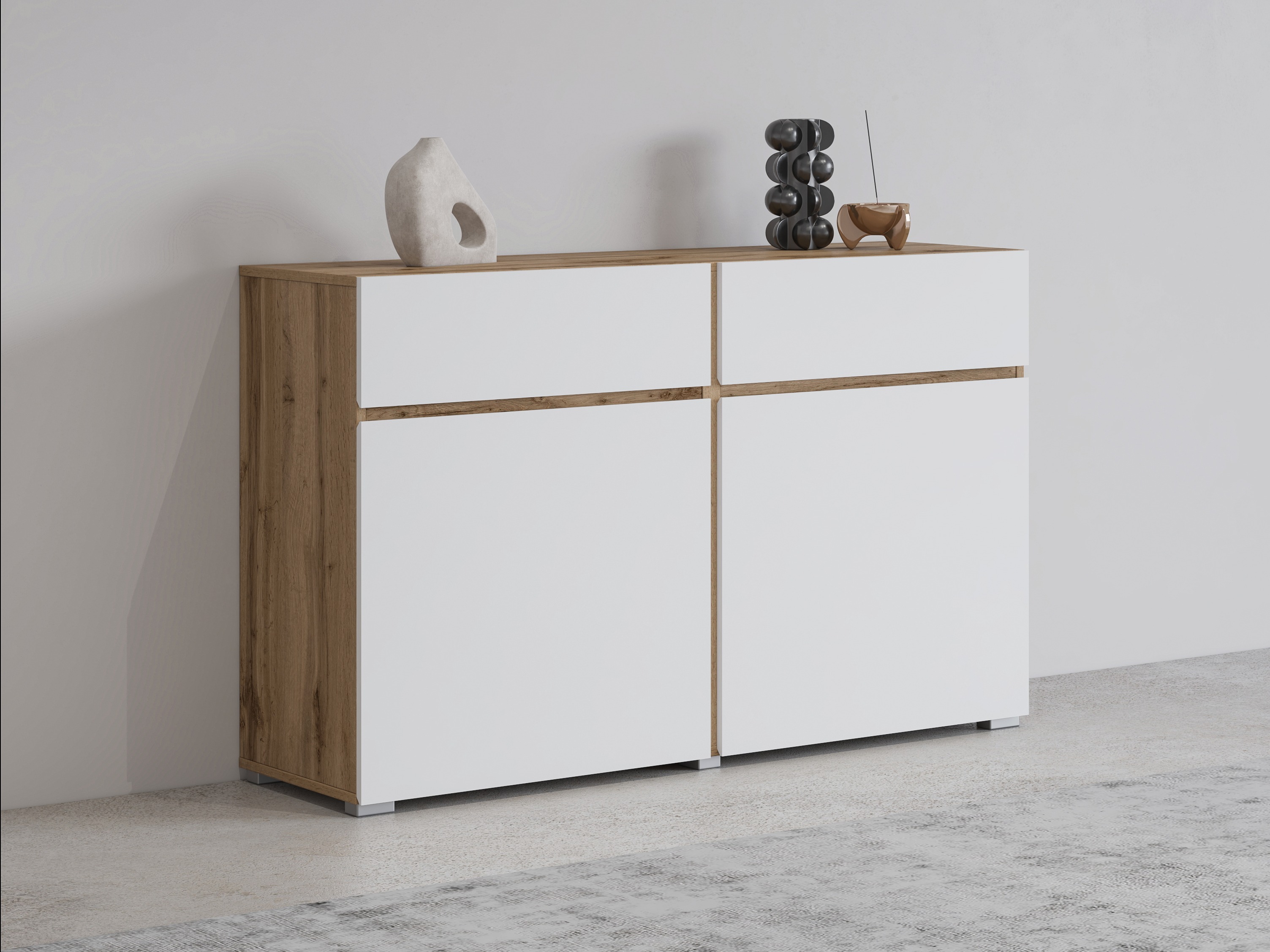 Commode Alfere 104 (Chêne wotan + Blanc)