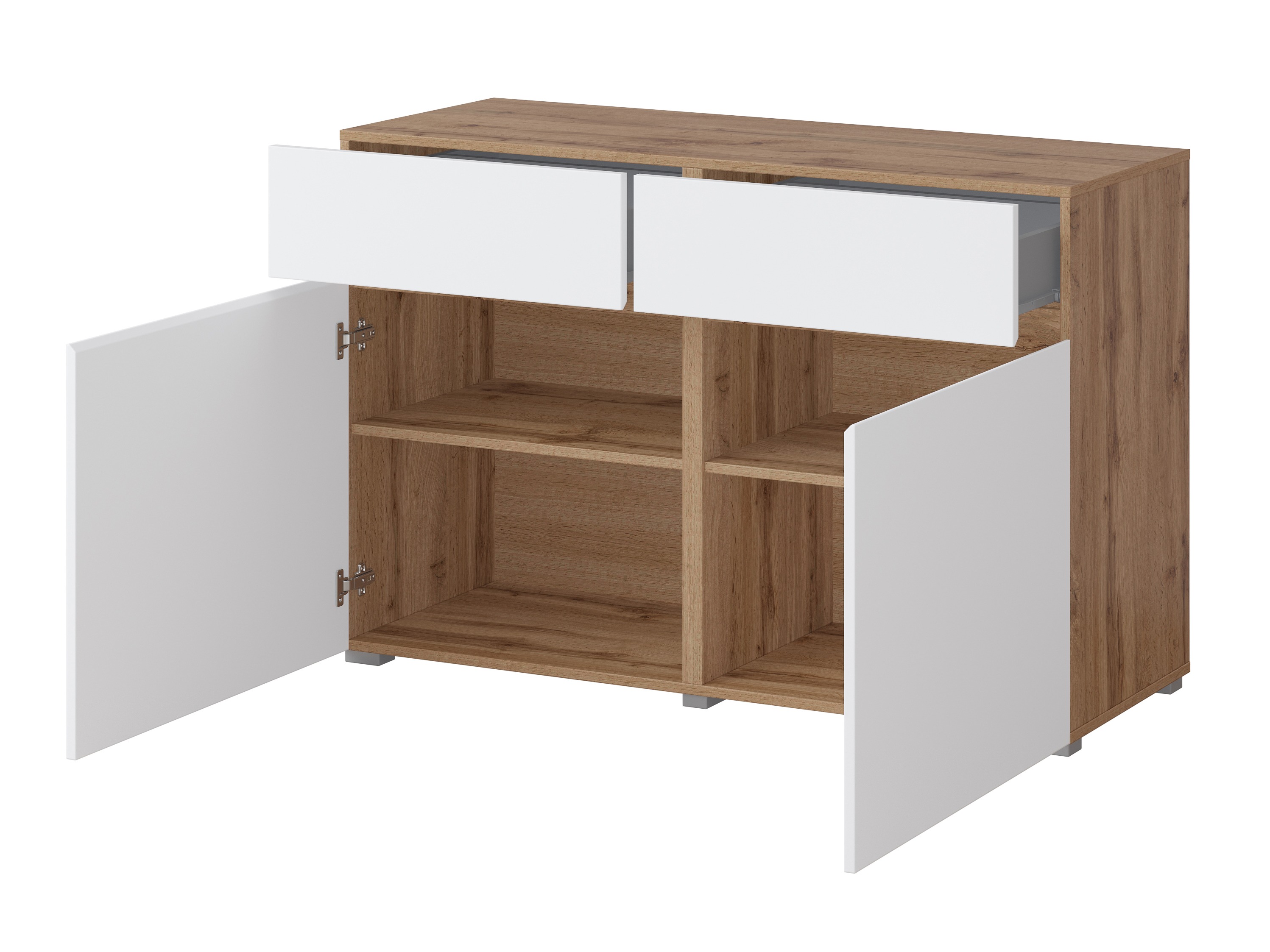 Commode Alfere 104 (Chêne wotan + Blanc)