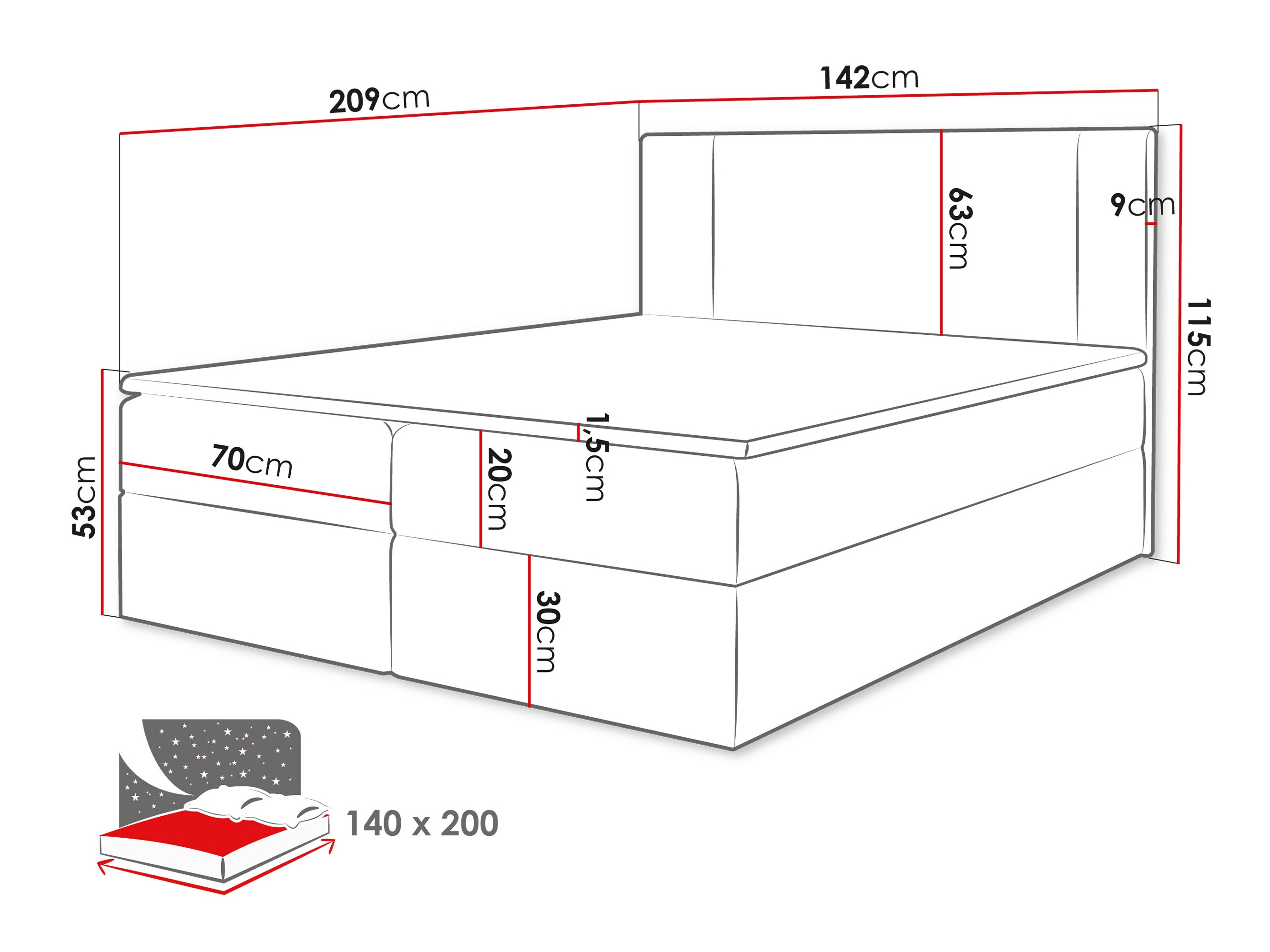Lit boxspring Zanesville 101 (Manila 02)
