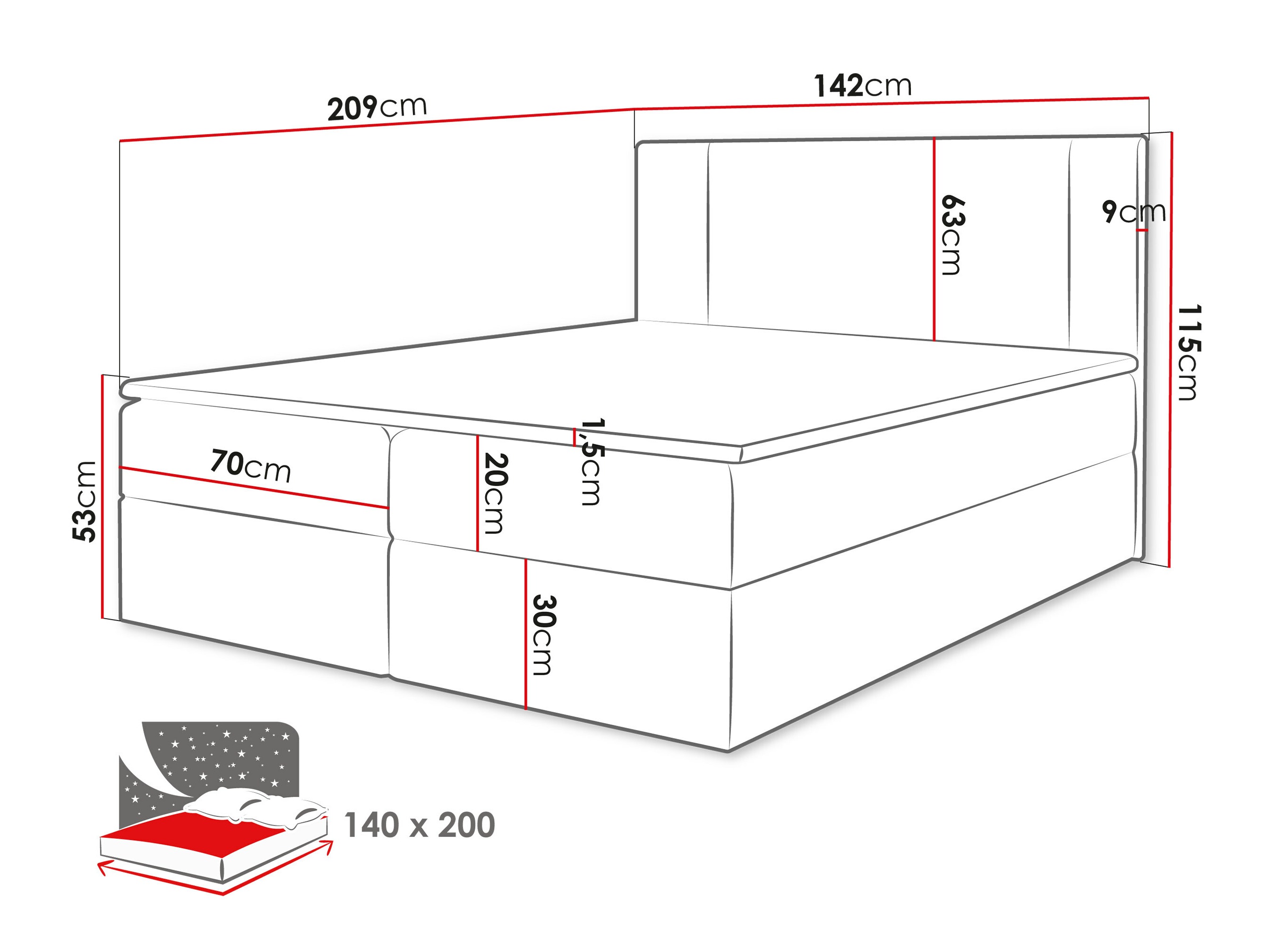 Lit boxspring Zanesville 101 (Manila 14)