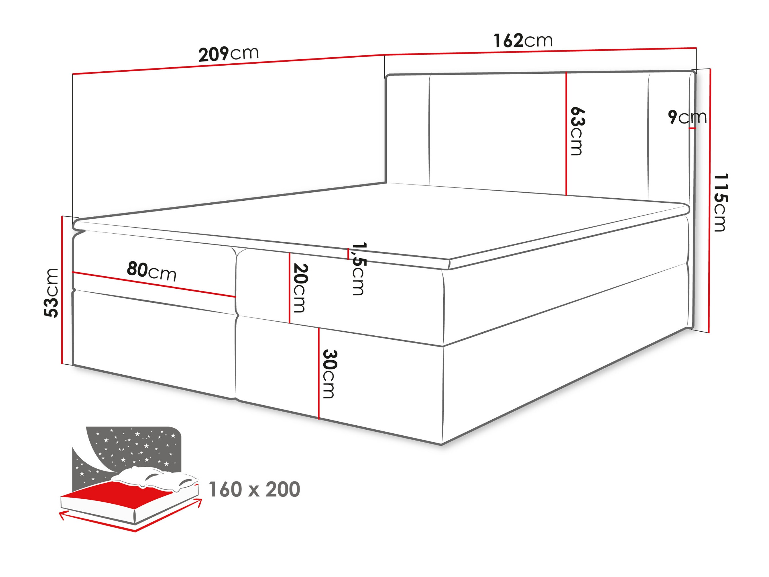 Lit boxspring Zanesville 101 (Manila 14)