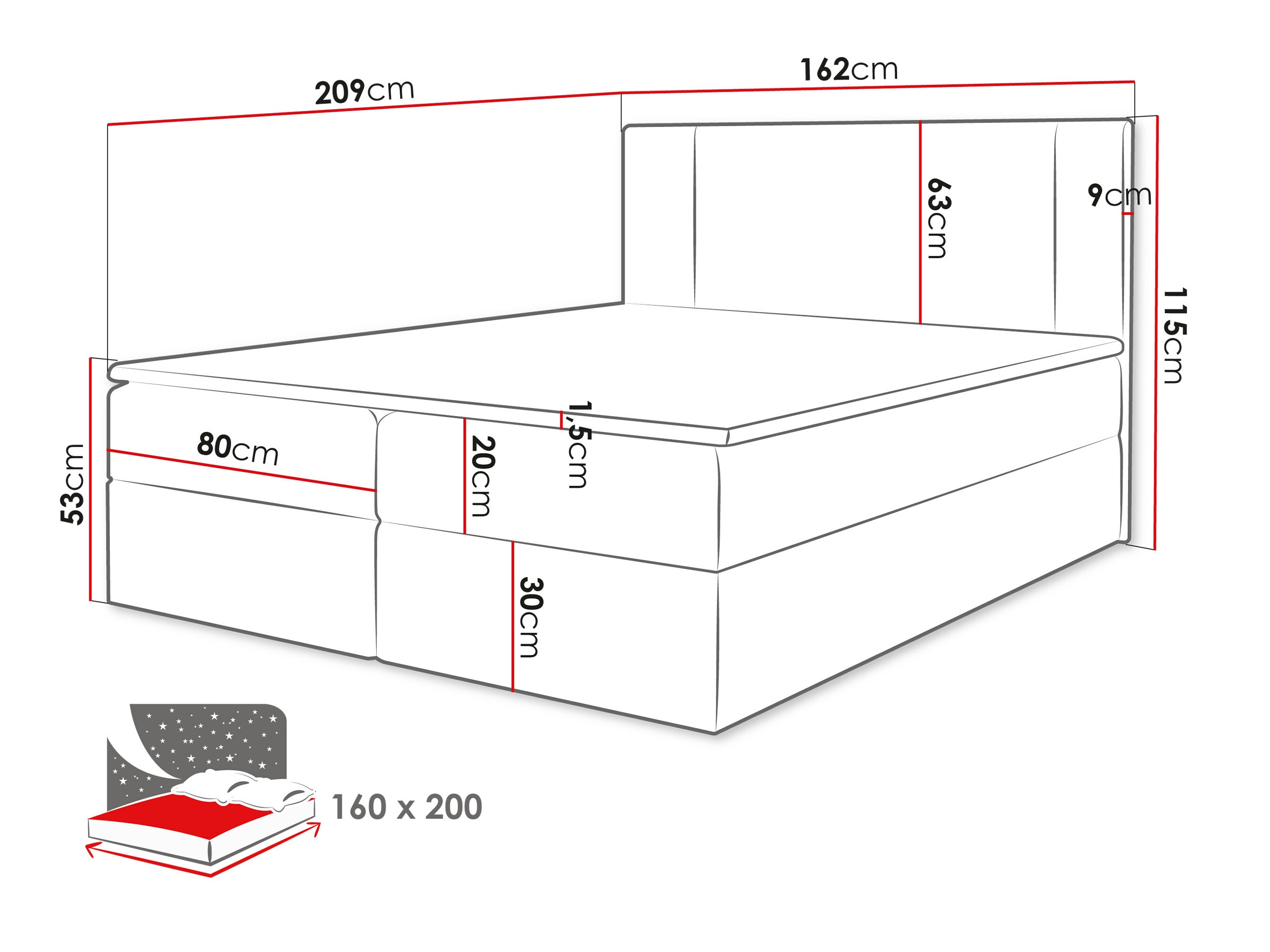 Lit boxspring Zanesville 101 (Manila 16)