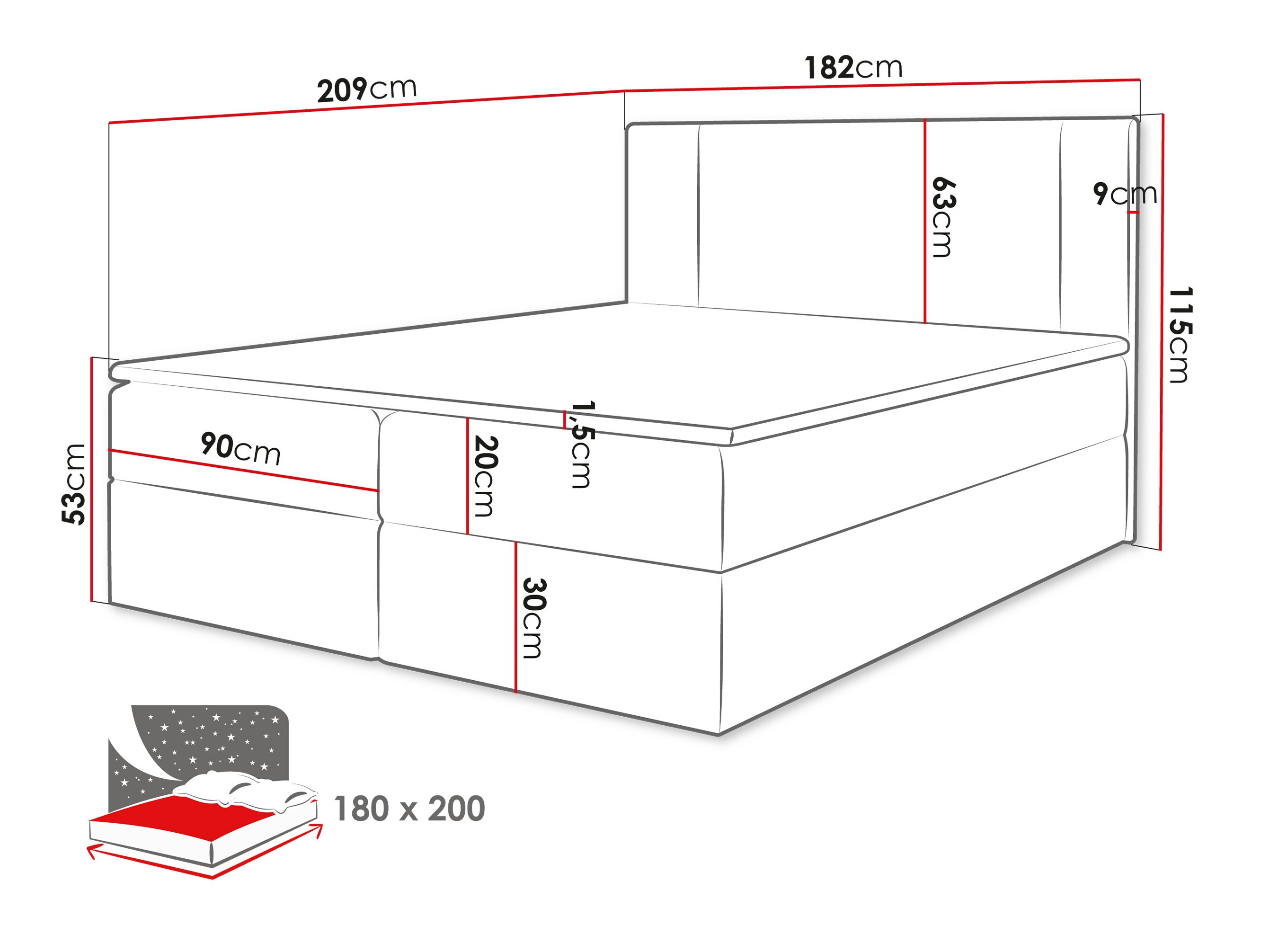 Lit boxspring Zanesville 101 (Manila 16)