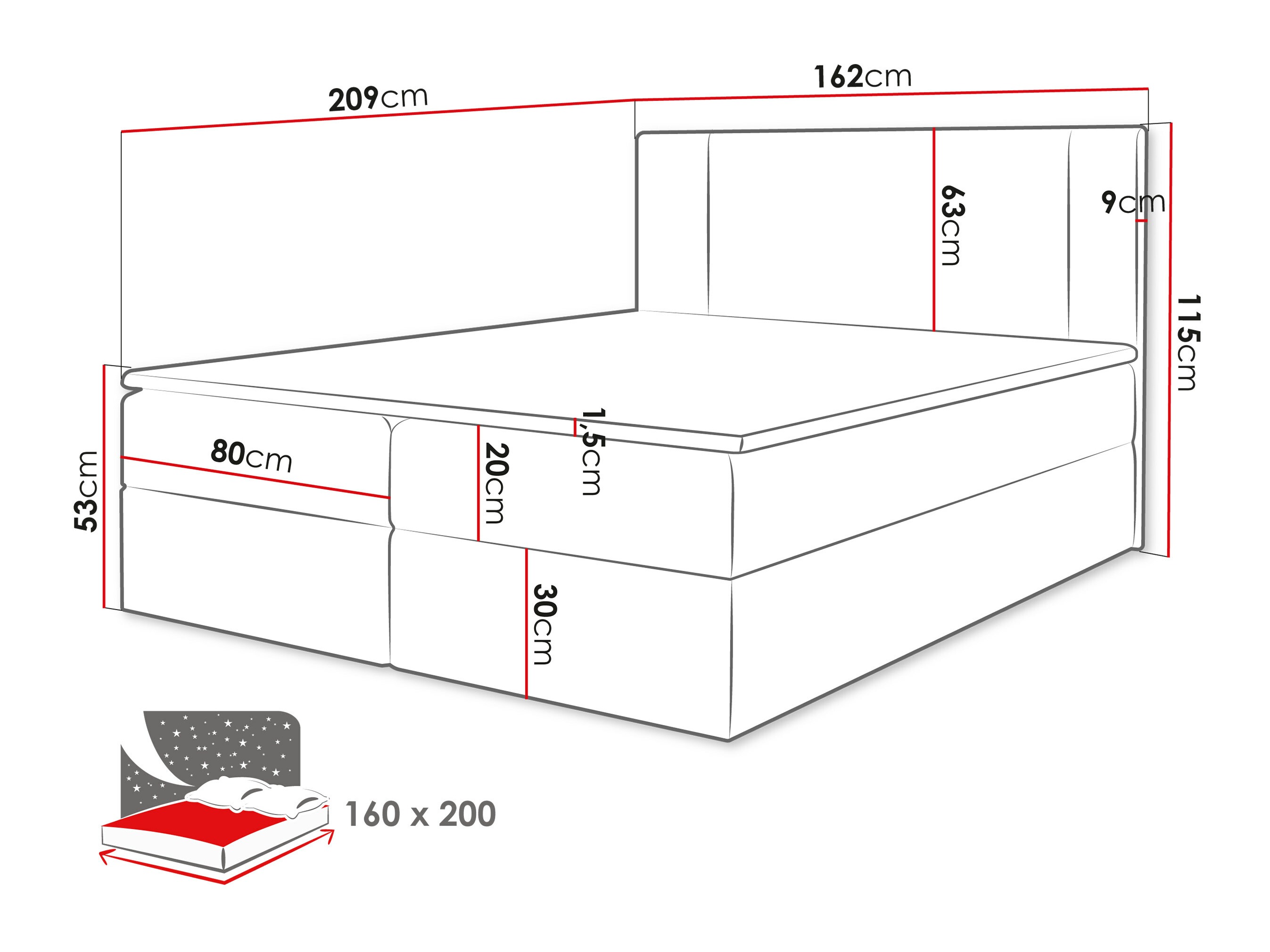 Lit boxspring Zanesville 101 (Manila 18)
