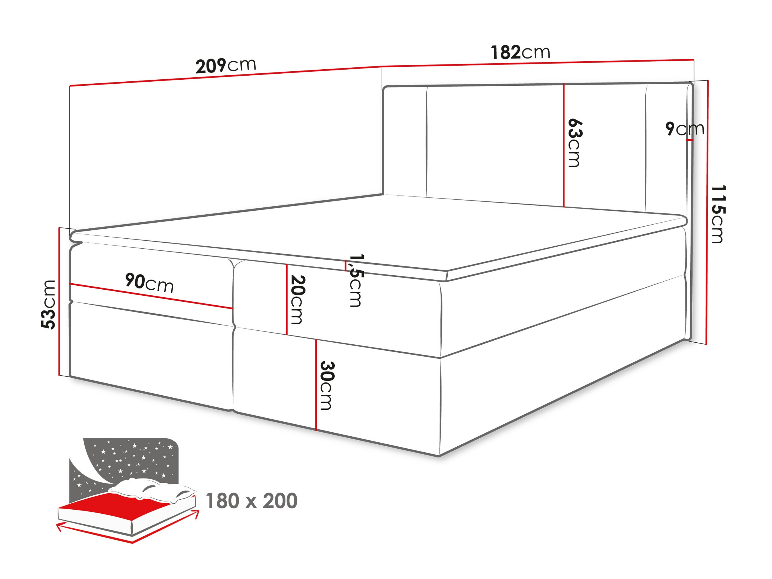 Lit boxspring Zanesville 101 (Manila 18)