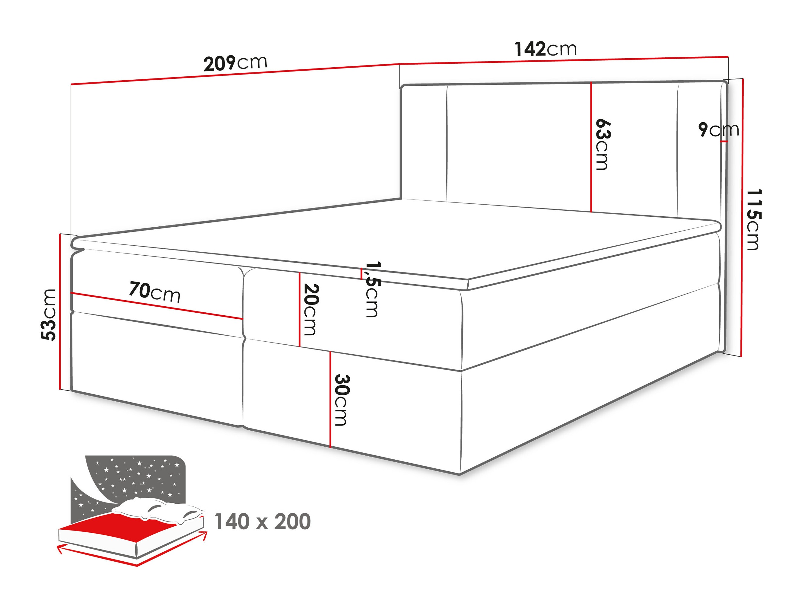 Lit boxspring Zanesville 101 (Manila 22)