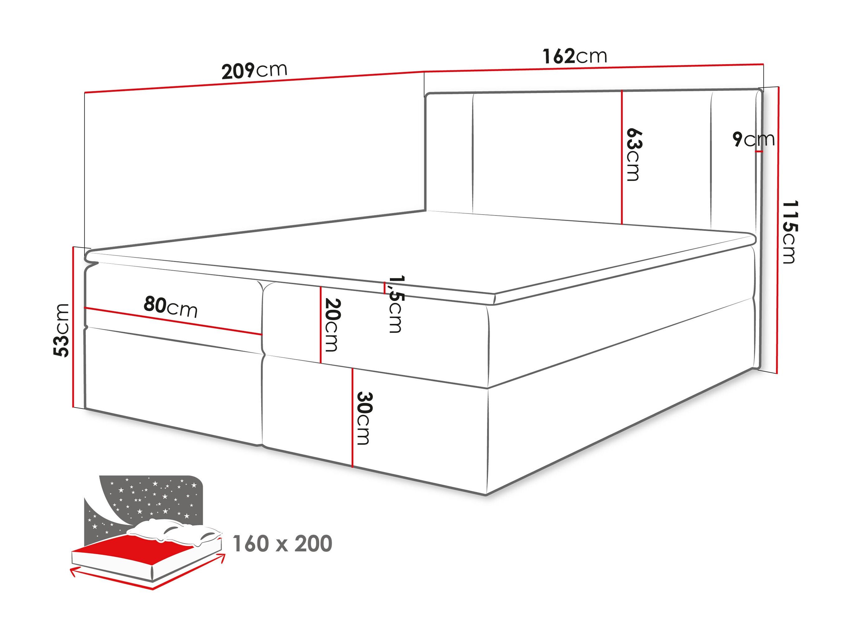 Lit boxspring Zanesville 101 (Manila 22)