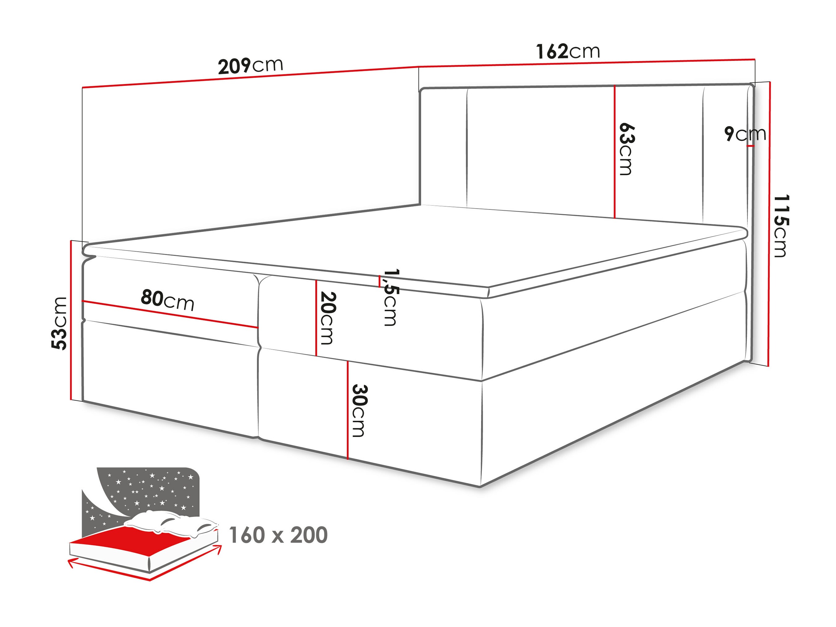 Lit boxspring Zanesville 101 (Manila 35)