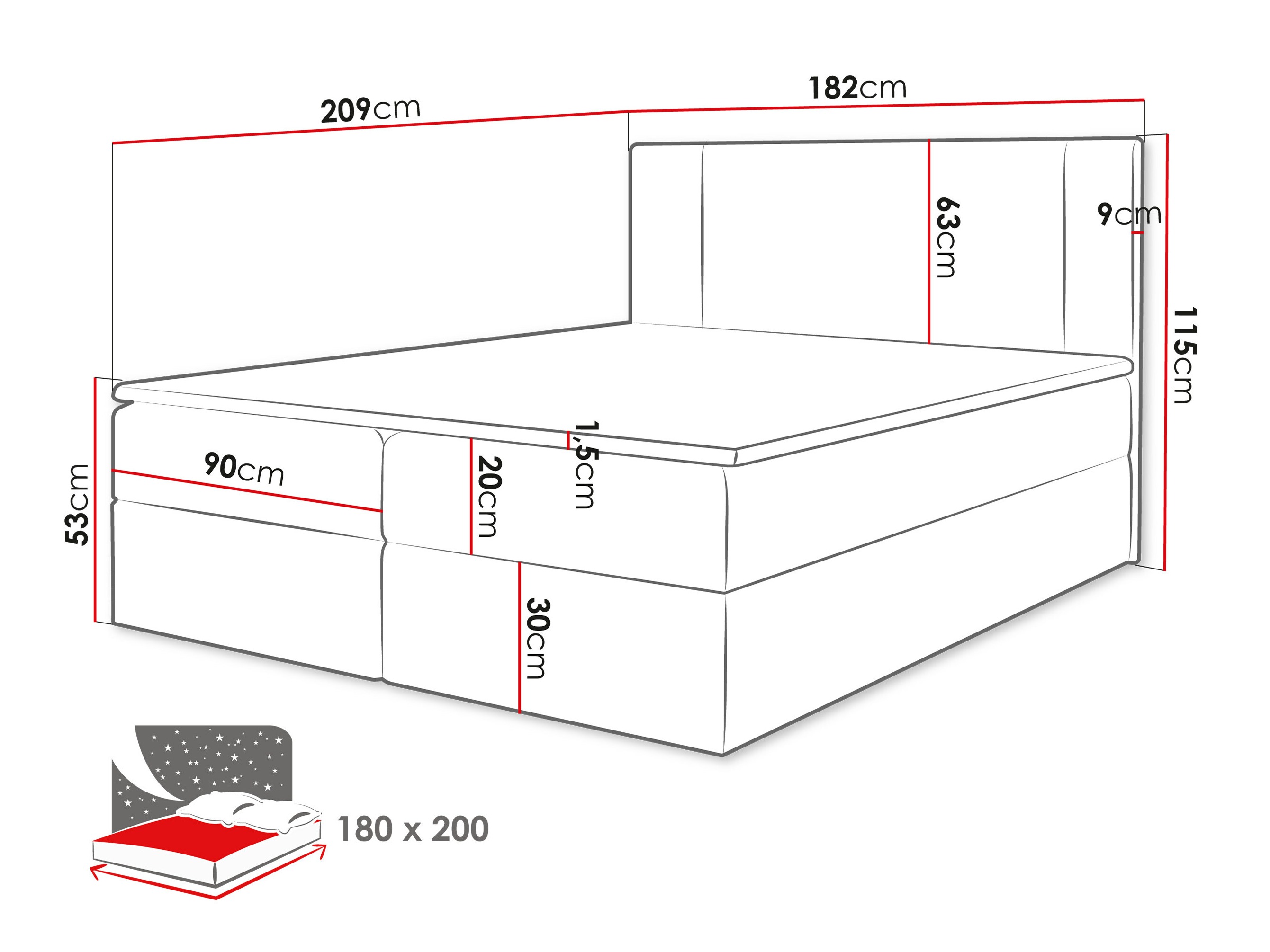 Lit boxspring Zanesville 101 (Manila 35)