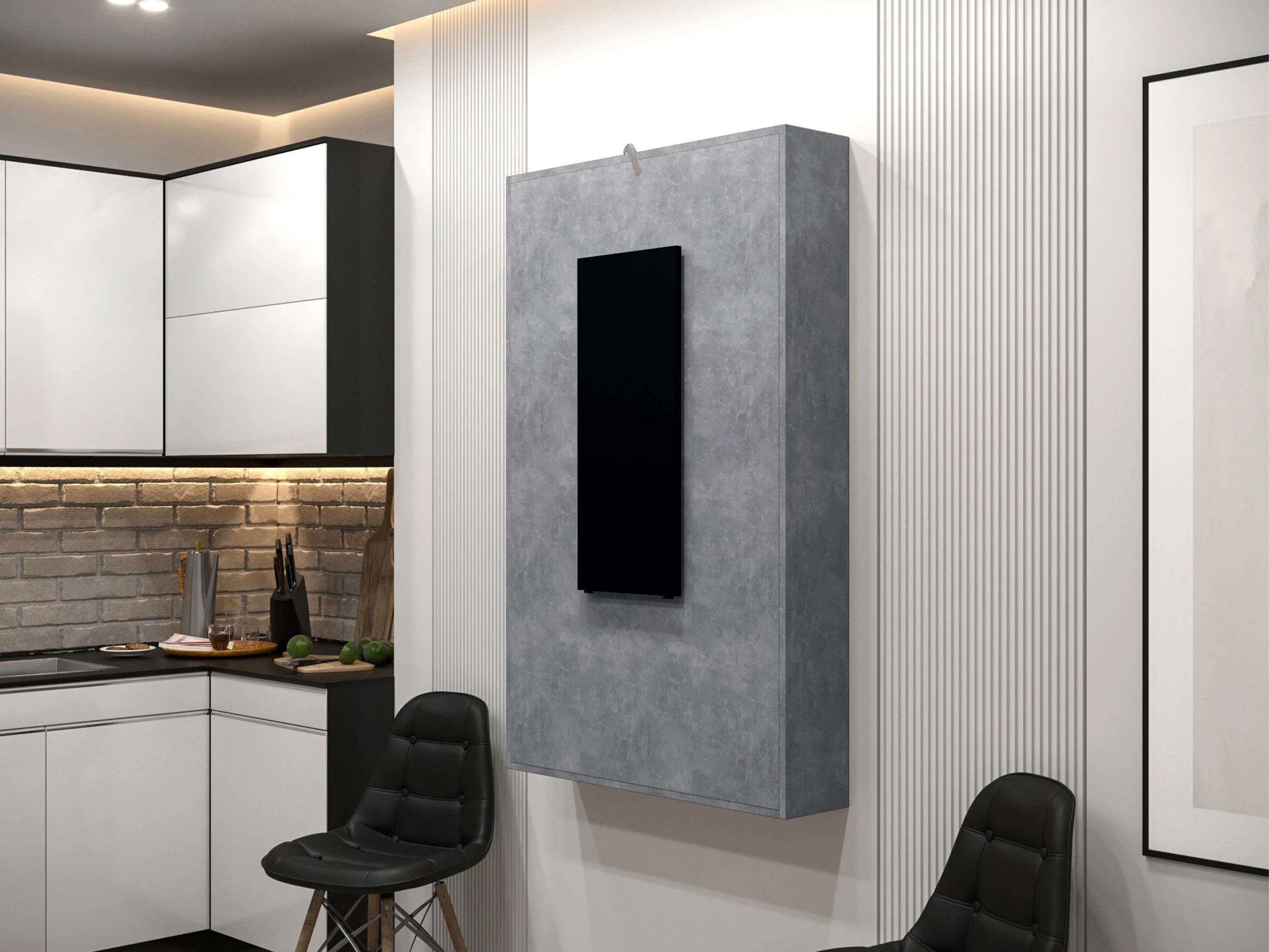 Table pliante Pinis III (Noir + Béton)