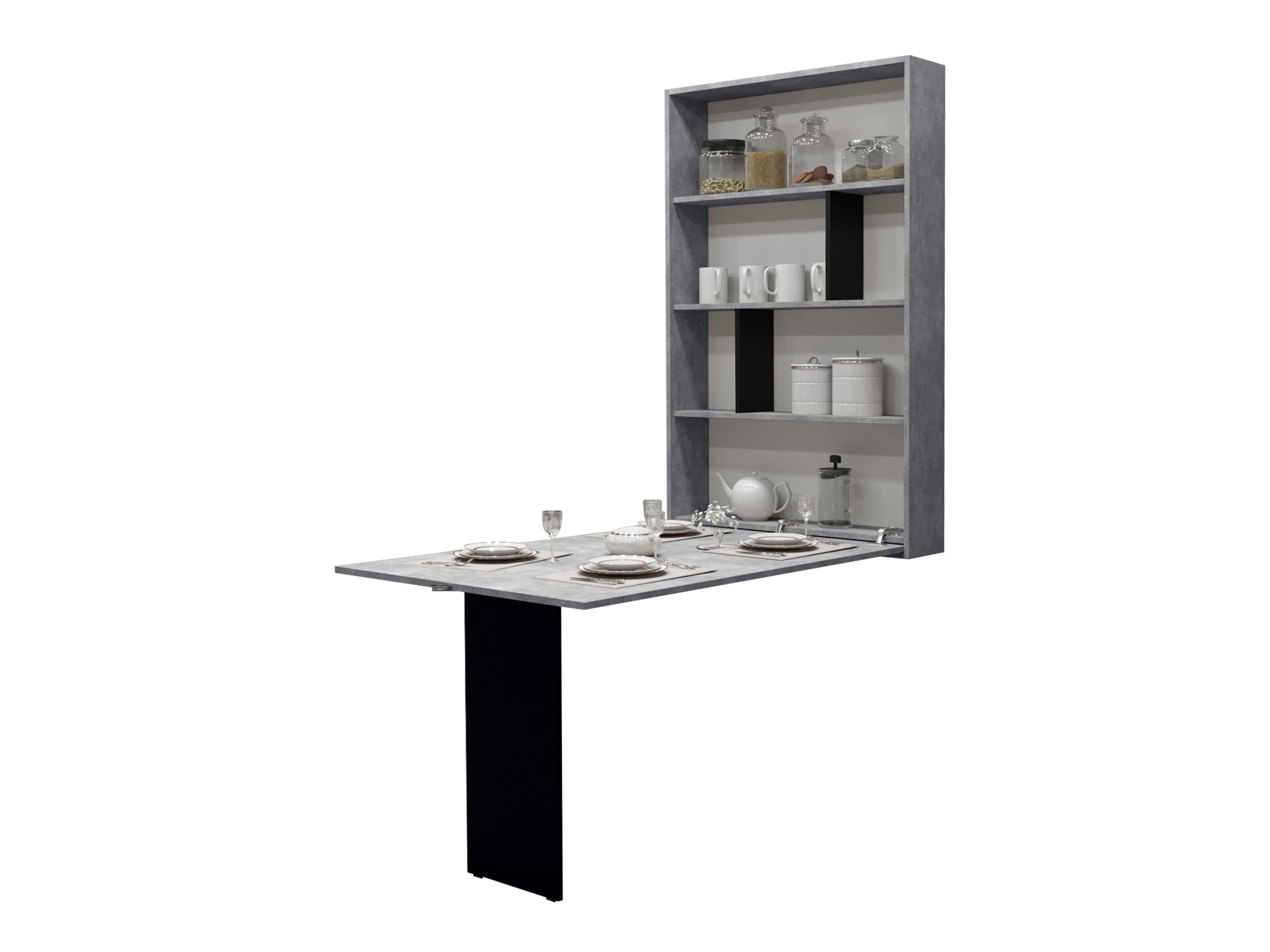 Table pliante Pinis III (Noir + Béton)
