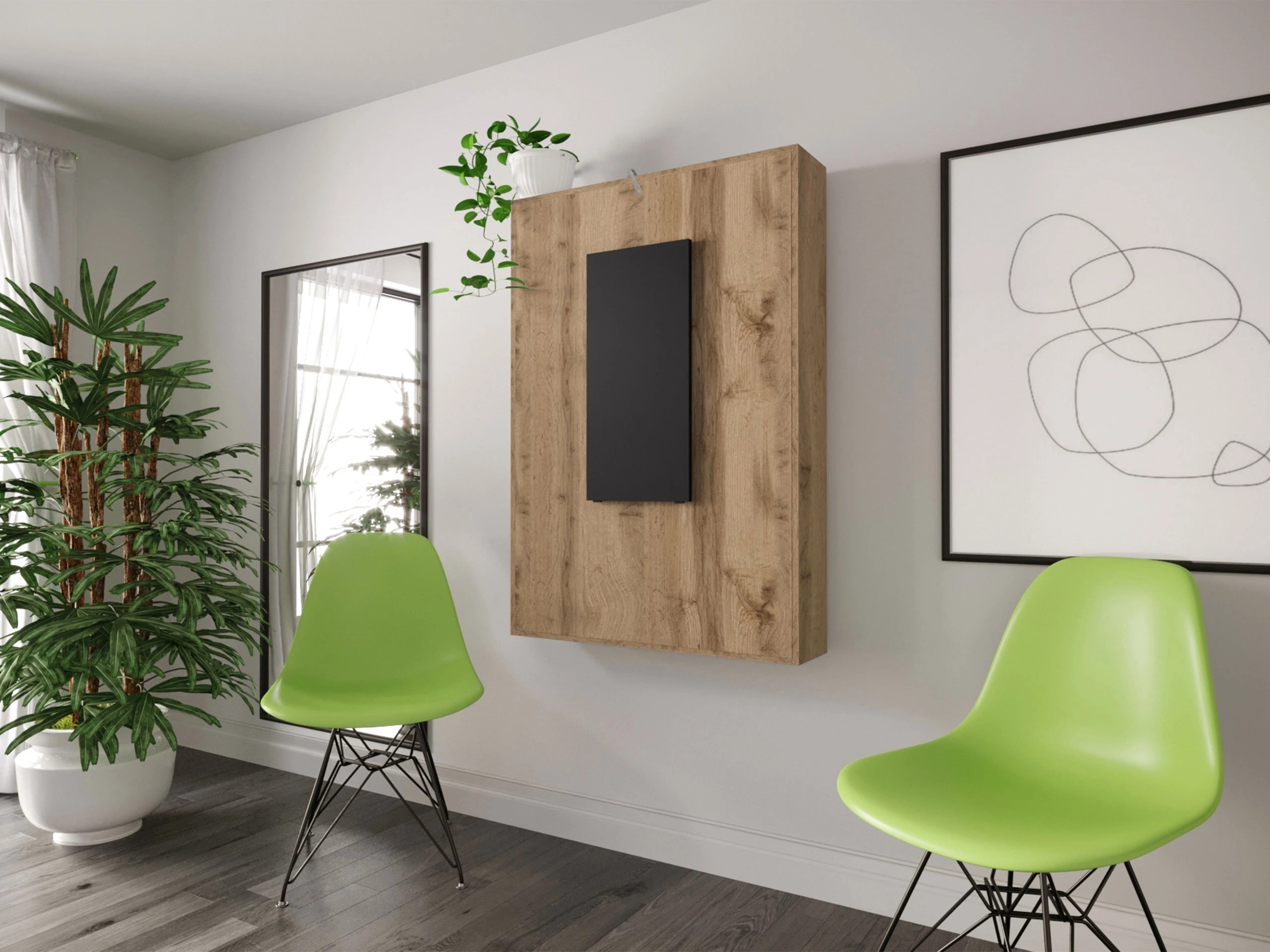 Table pliante Pinis III (Noir + Chêne wotan)