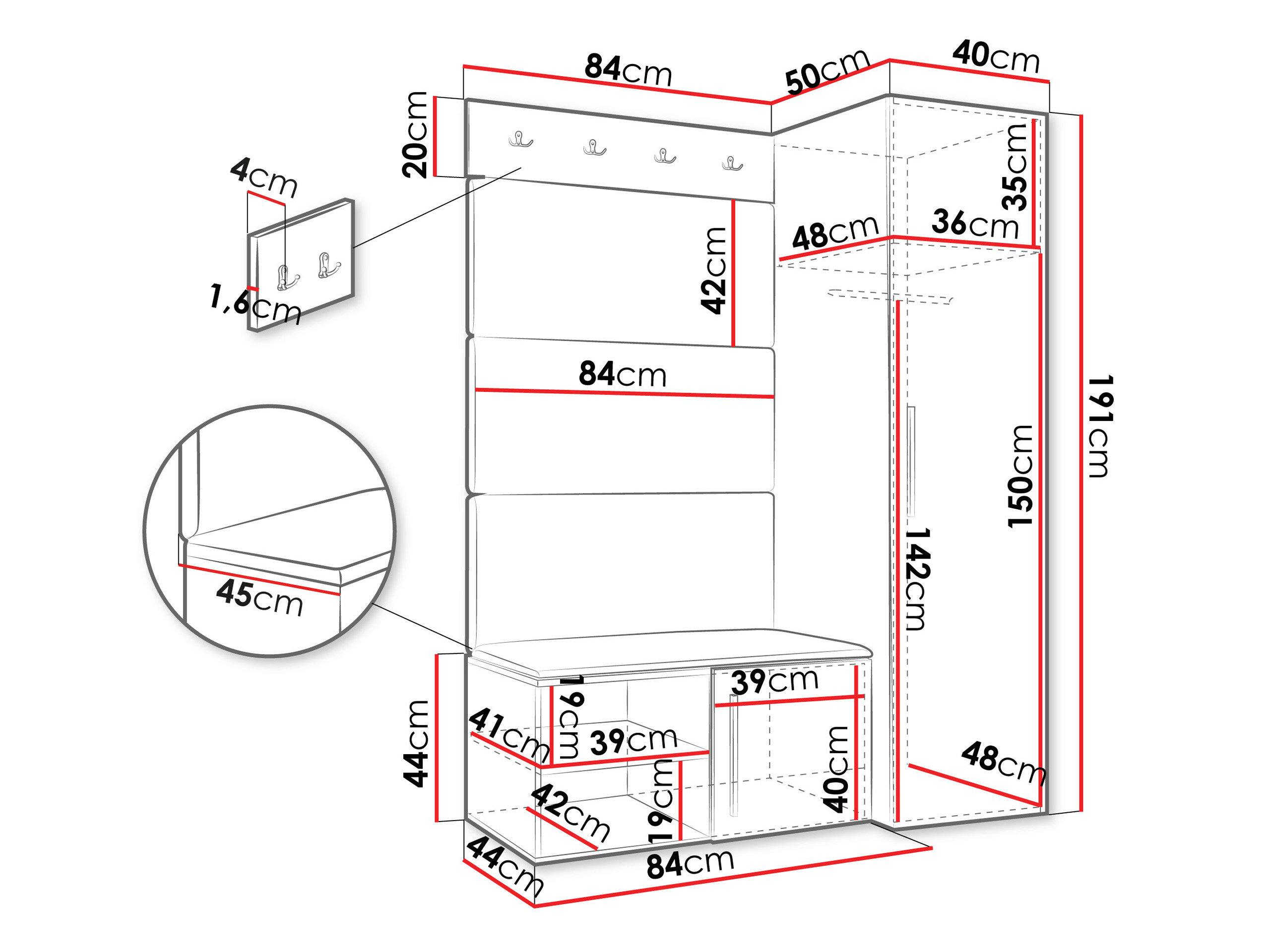 Meuble d'entrée Hartford 525 (Blanc)