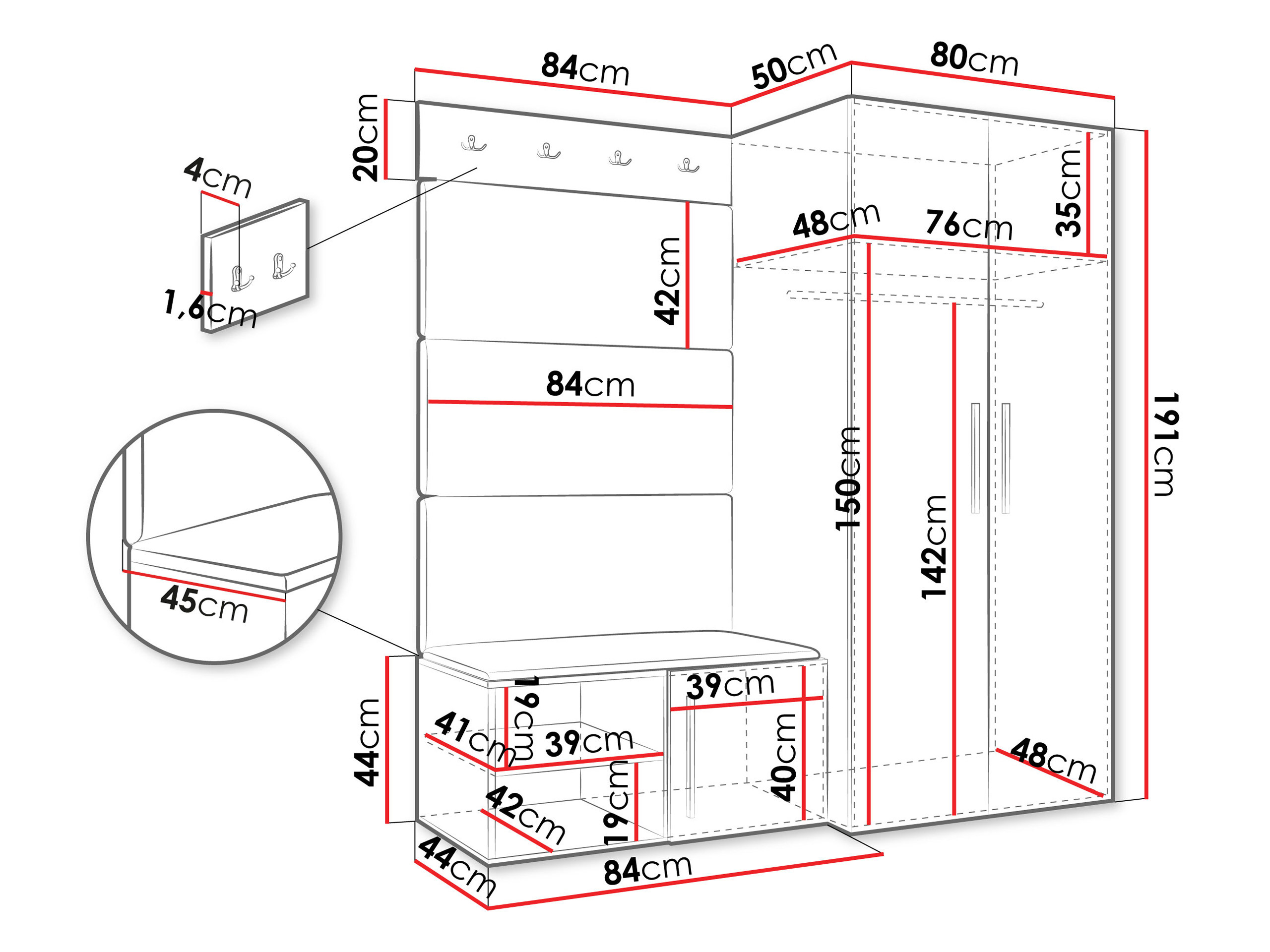 Meuble d'entrée Hartford 526 (Cachemire)