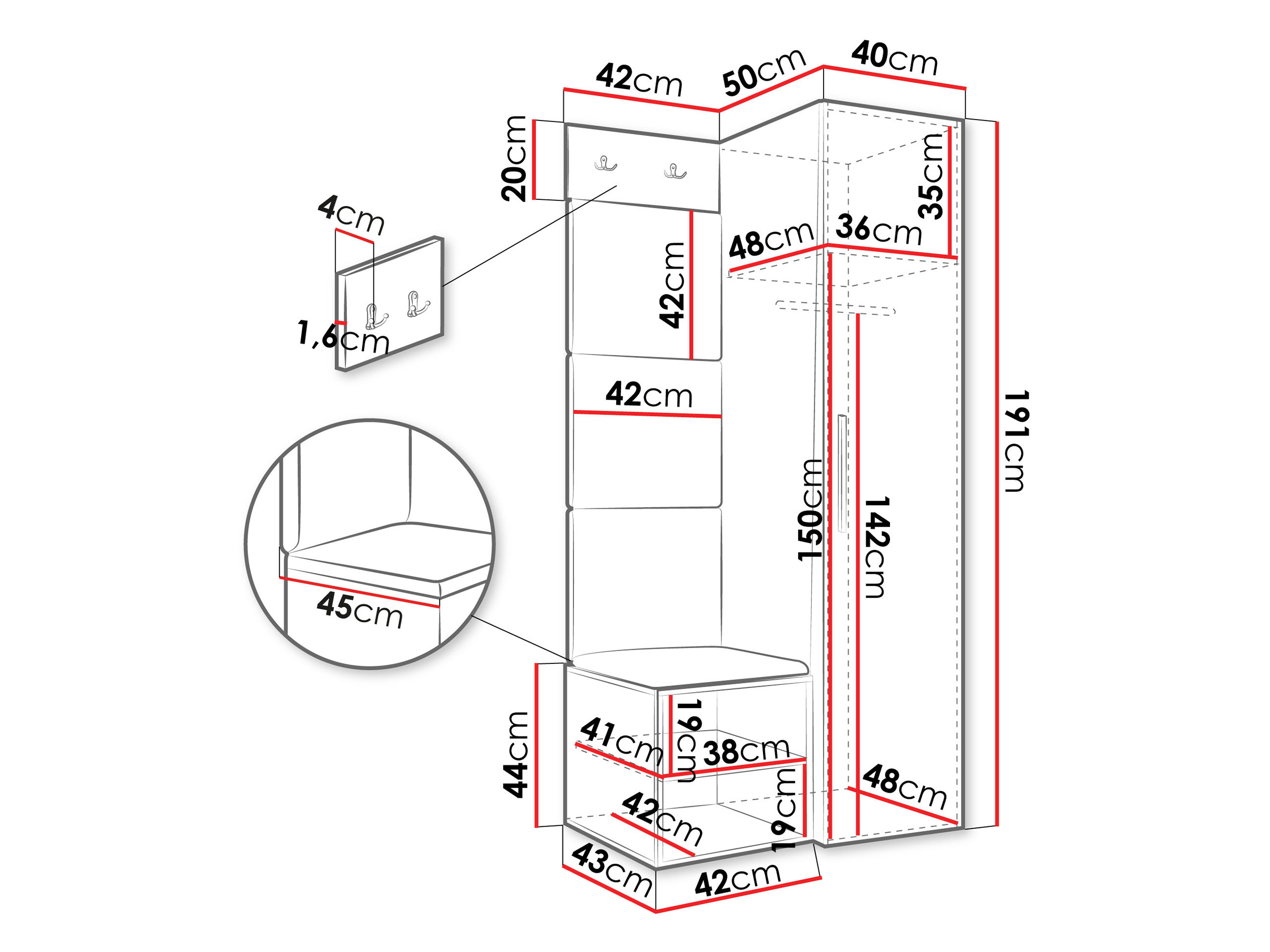 Meuble d'entrée Nitos III (Blanc)