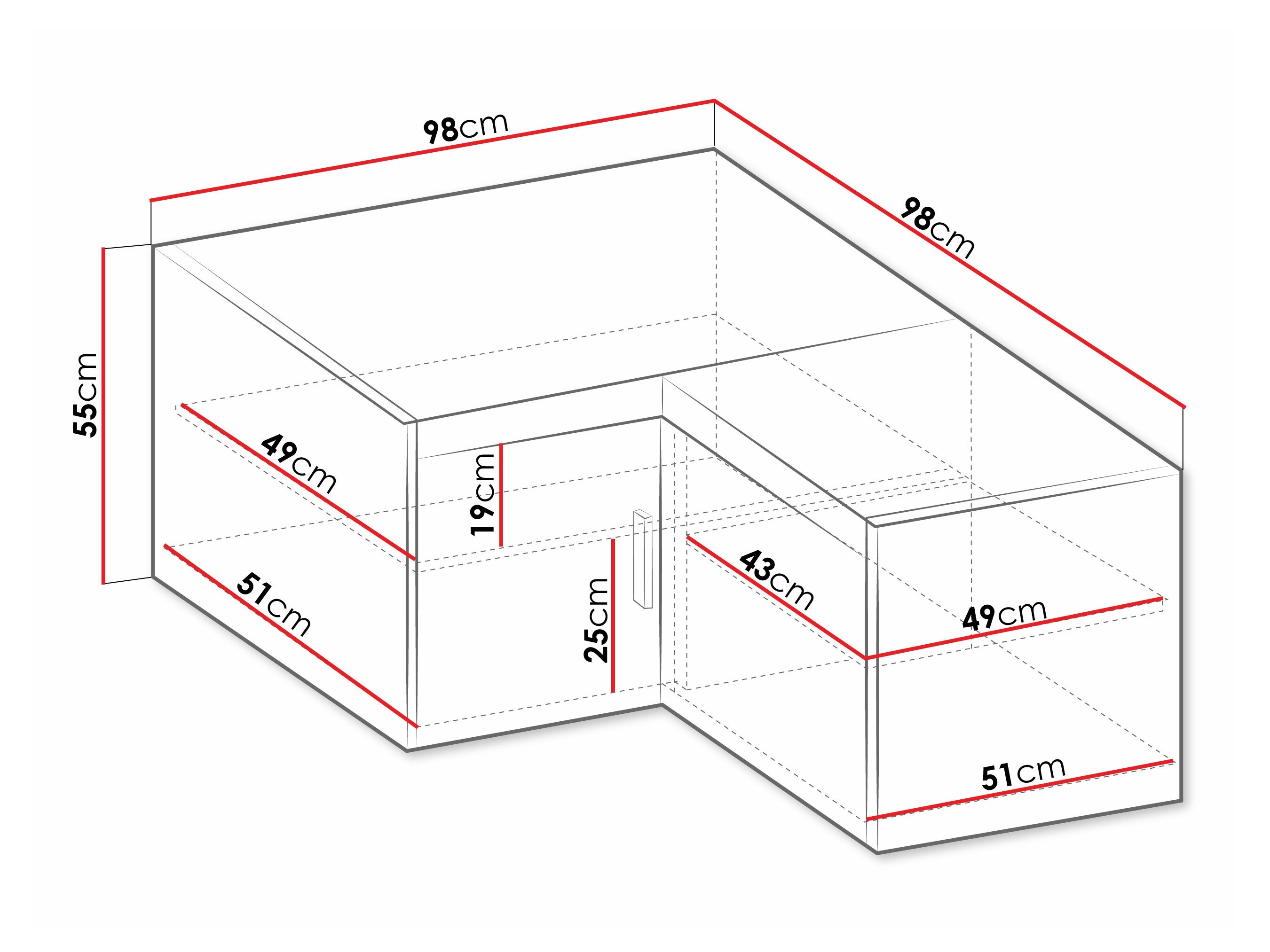 Armoire d'angle Novduni 118 (Blanc)