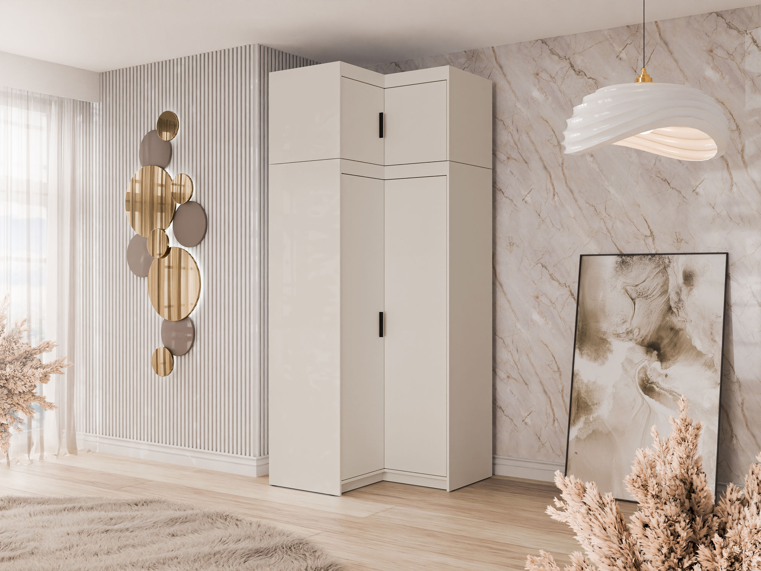 Armoire d'angle Novduni 121 (Beige)
