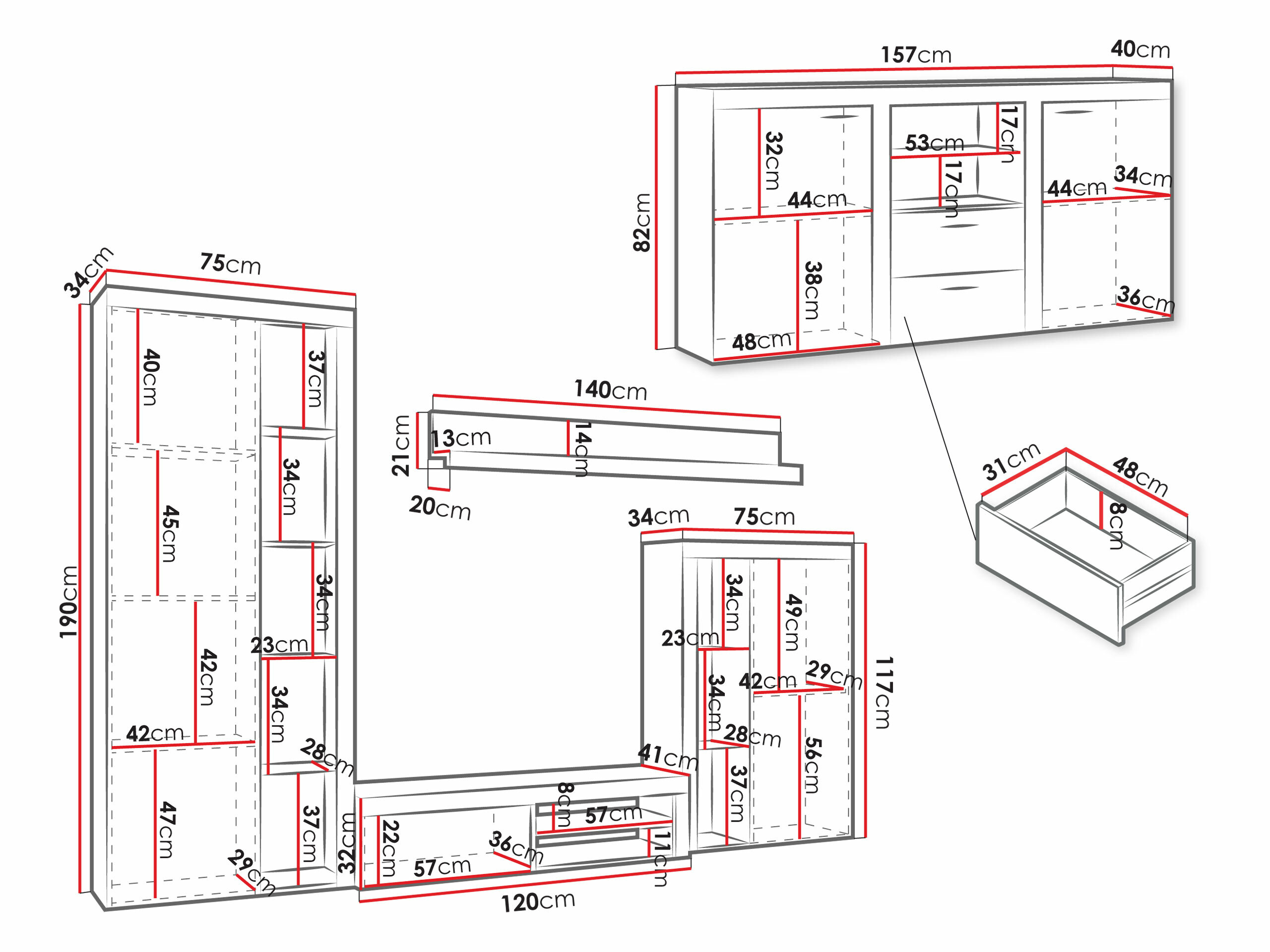 Ensemble de salon Tucson 106 (Blanc)