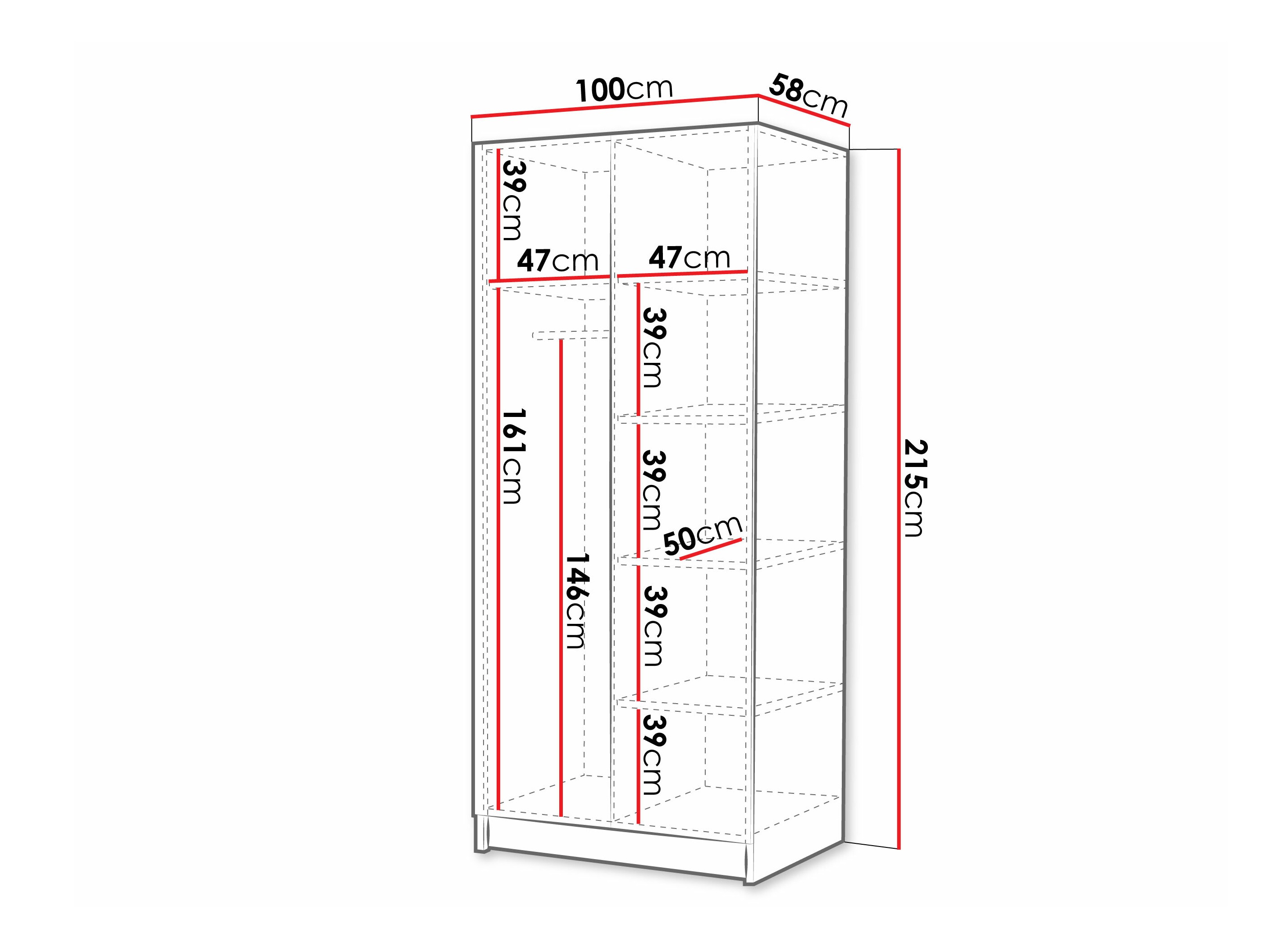 Armoire Closico Staton I (Blanc + Blanc brillant)