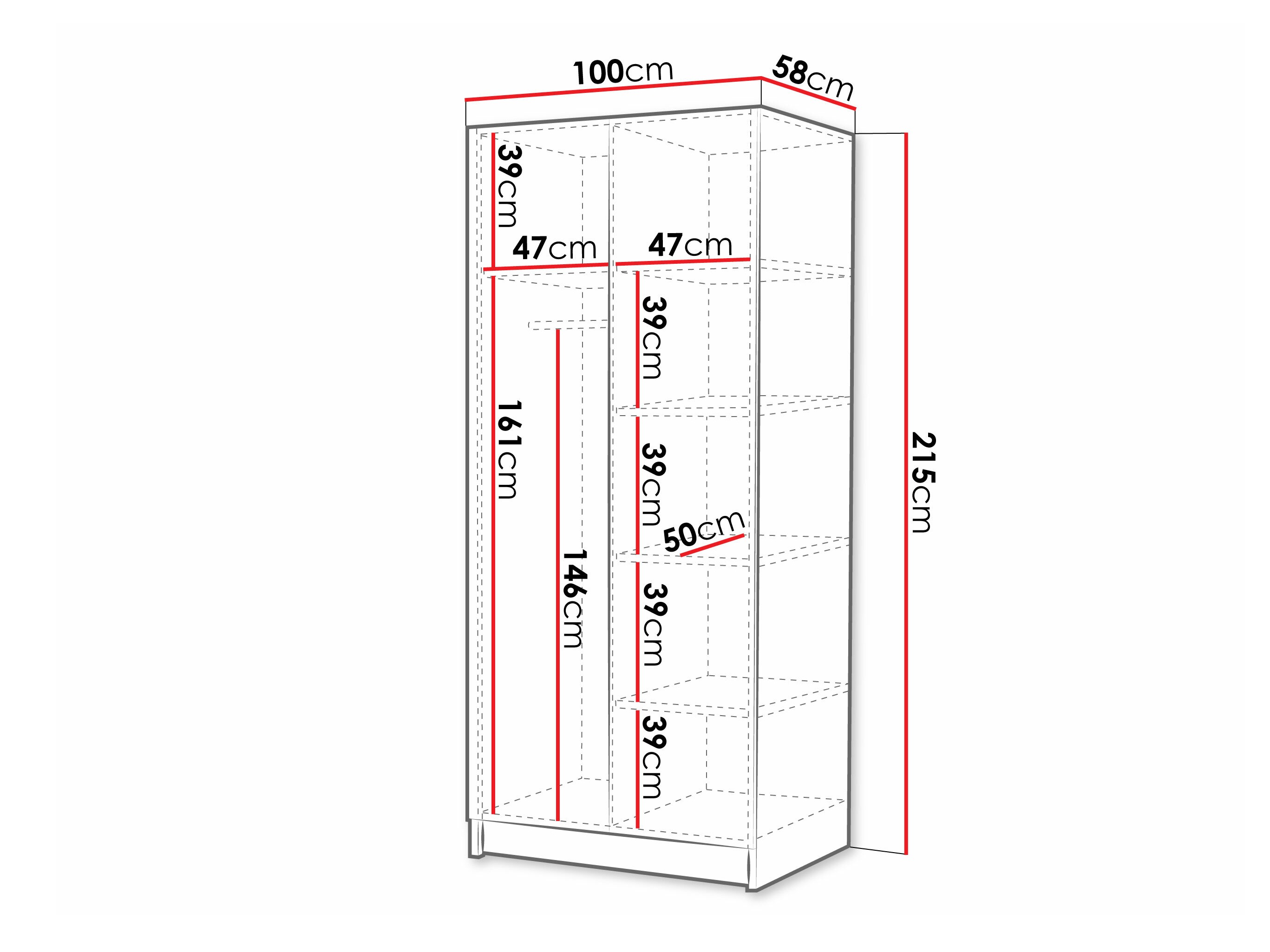 Armoire Closico Staton I (Blanc + Blanc brillant)