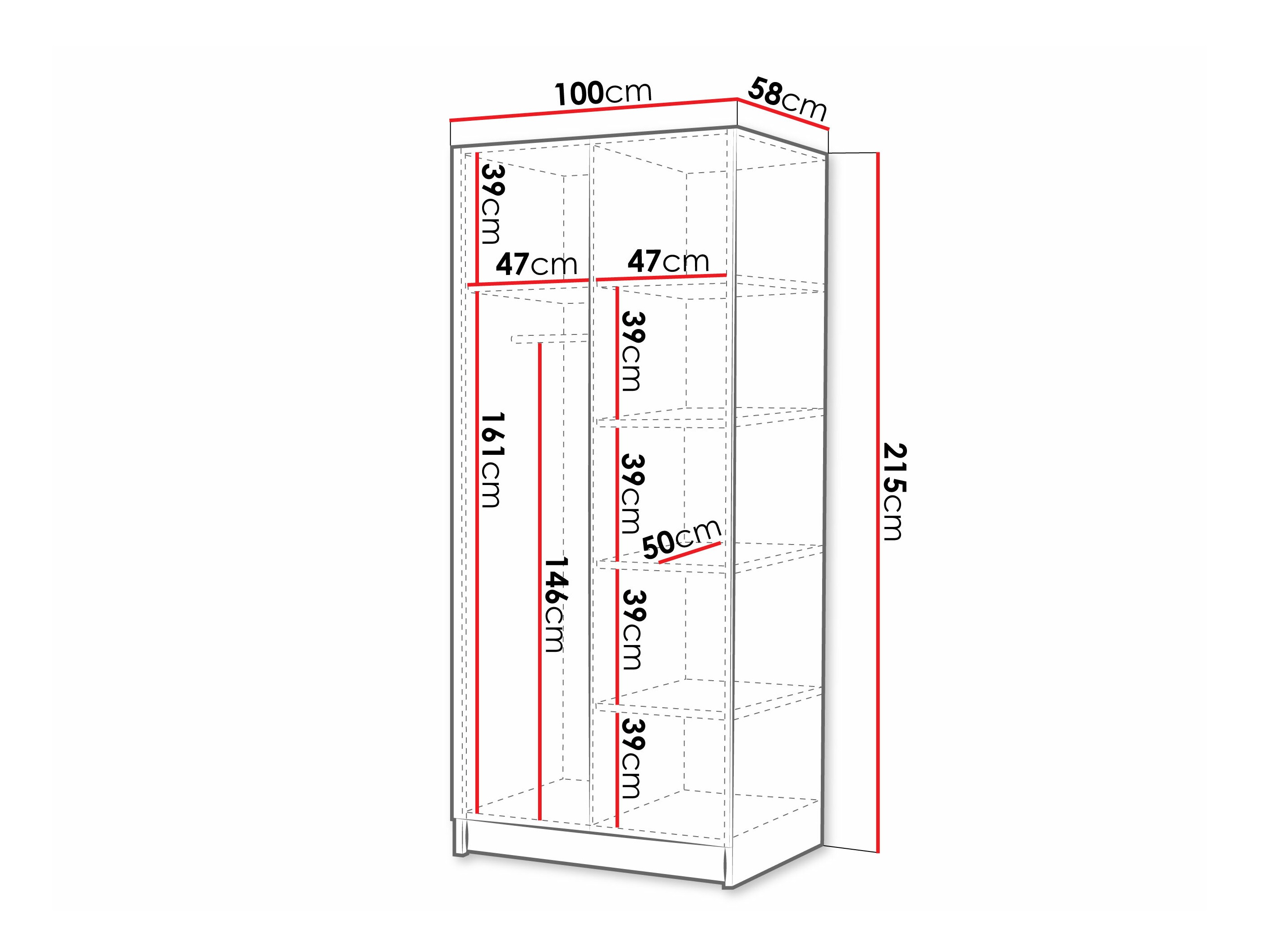 Armoire Closico Staton II (Blanc + Noir)